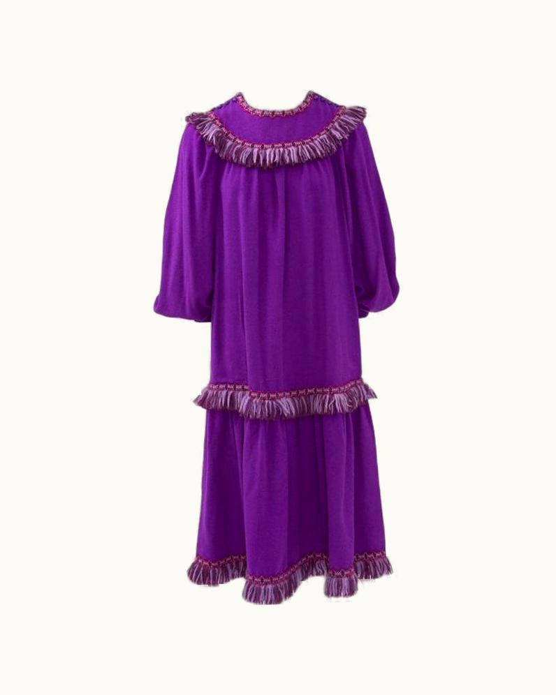 Saint Laurent Yves Saint Laurent Fringed Peasant Dress, Fall-Winter 1977