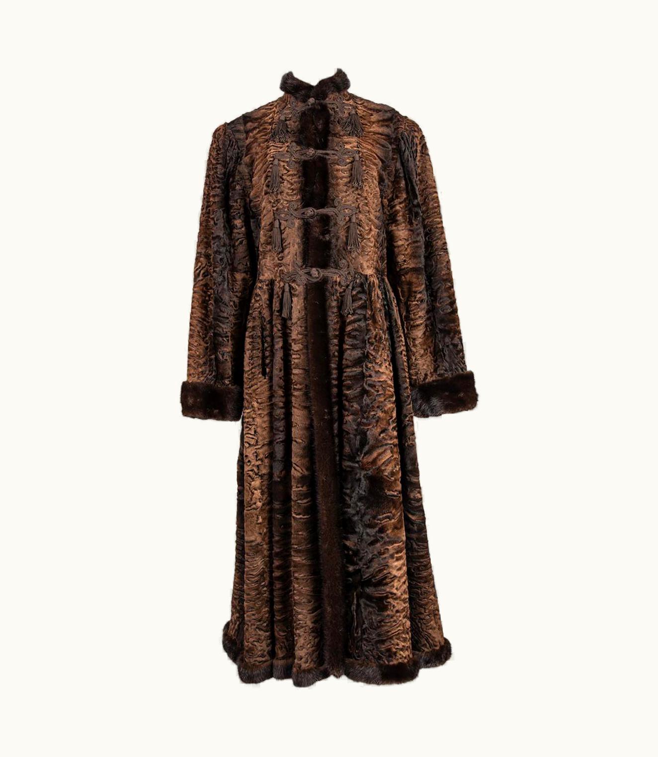 Saint Laurent Yves Saint Laurent 1976 Russian Collection Brown Broadtail & Mink Fur Trim Coat