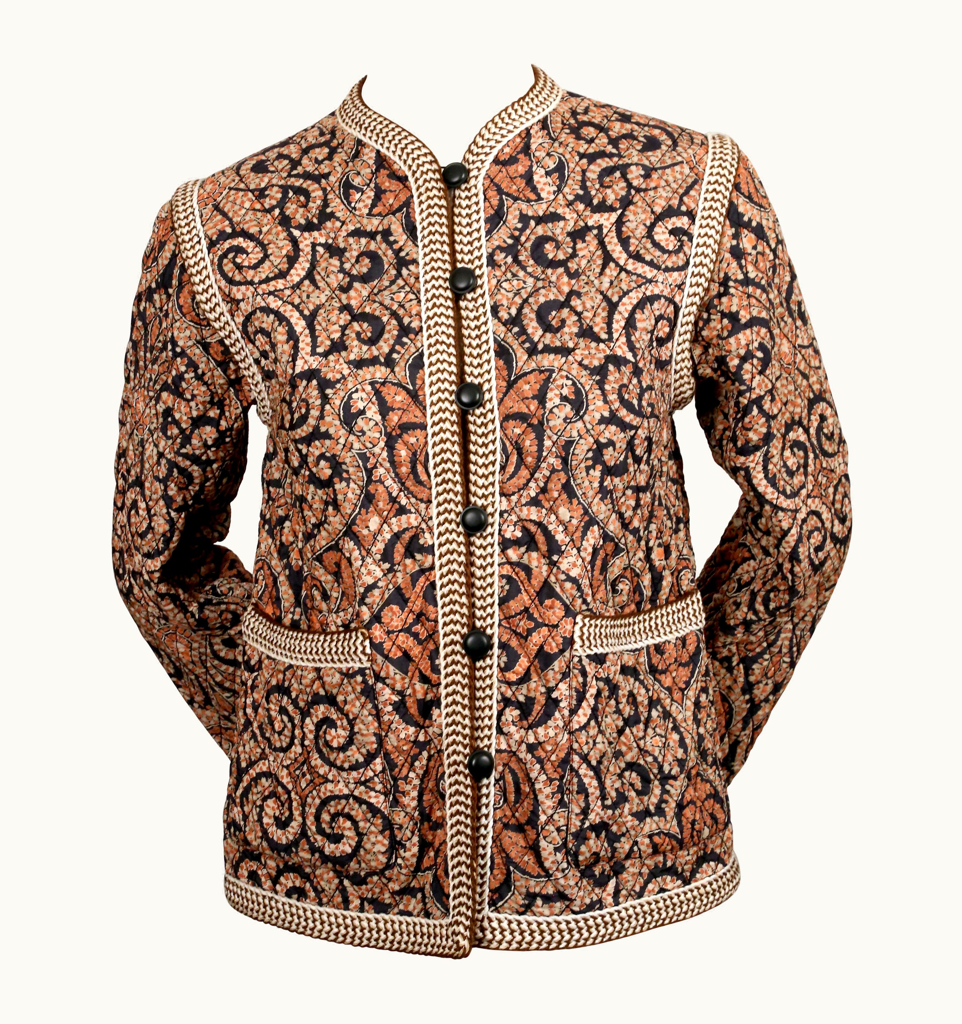 Saint Laurent 1977 Yves Saint Laurent Silk Batik Printed Quilted Runway Jacket