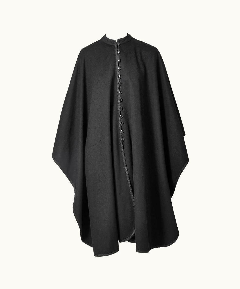 Saint Laurent Yves Saint Laurent Wool Cape With Braided Trim