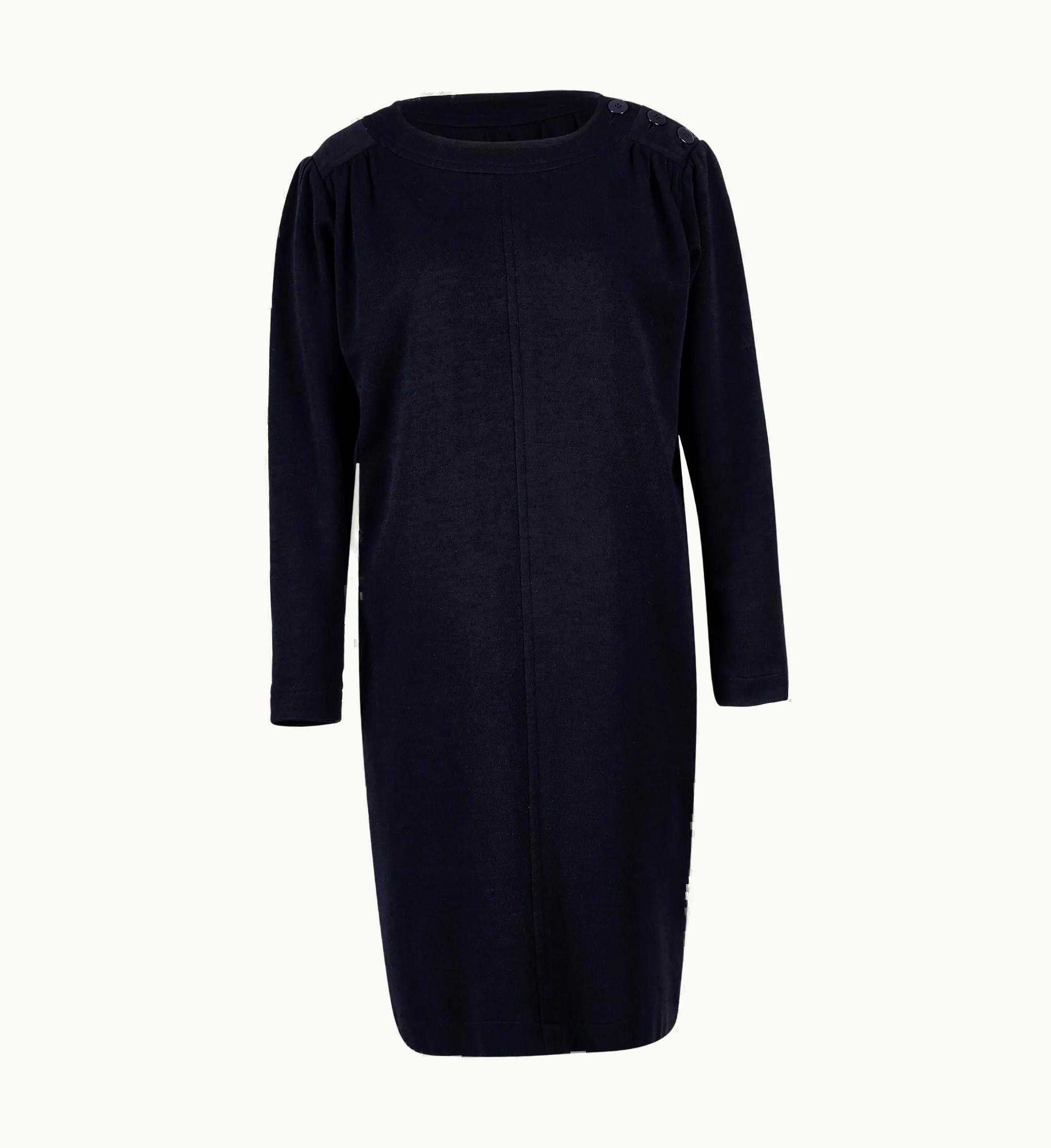 Saint Laurent 1970' Yves Saint Laurent Black Wool Shift Dress