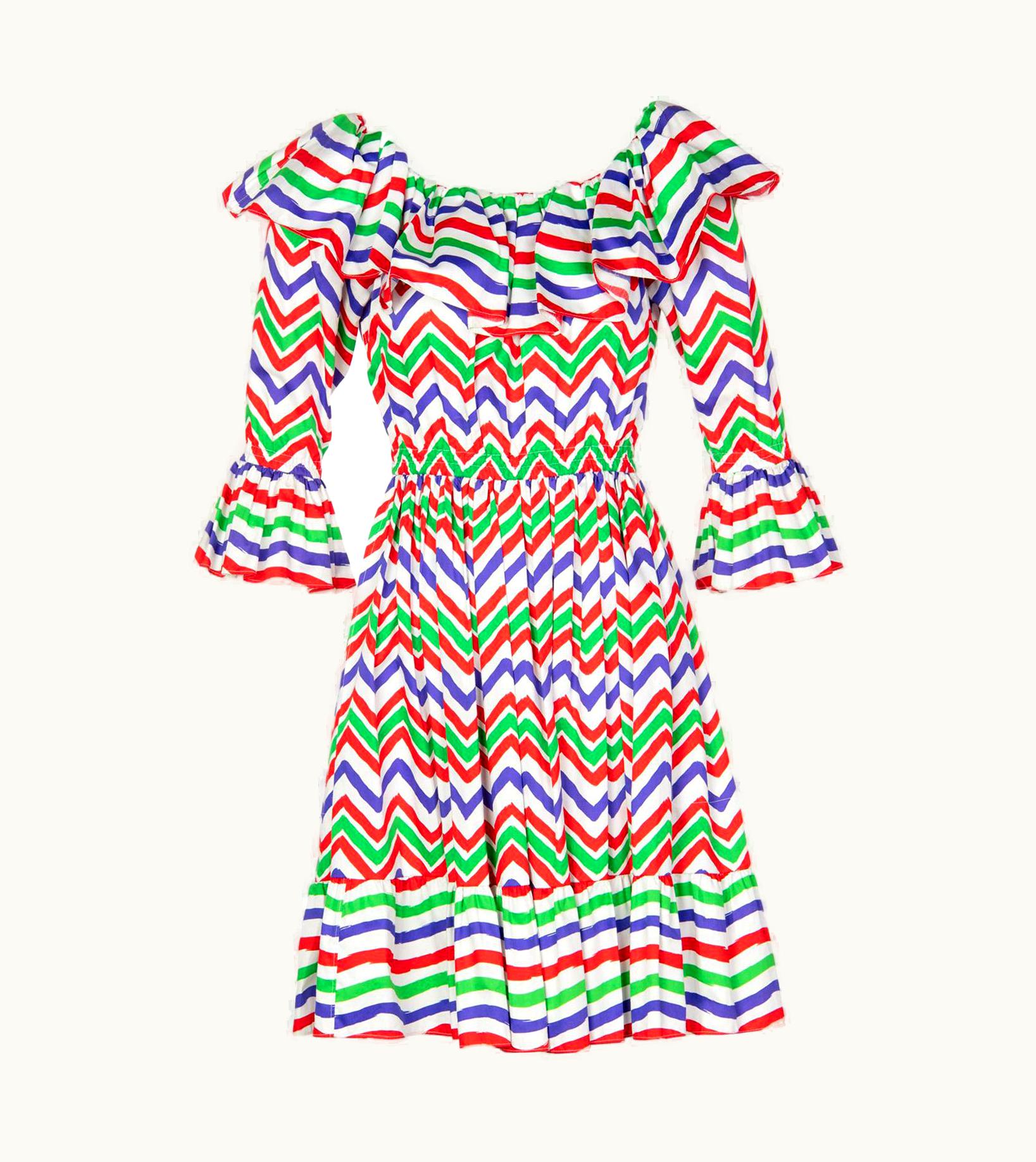 Saint Laurent Yves Saint Laurent YSL Cotton Print Flamenco Dress, 1970s UZ0583462