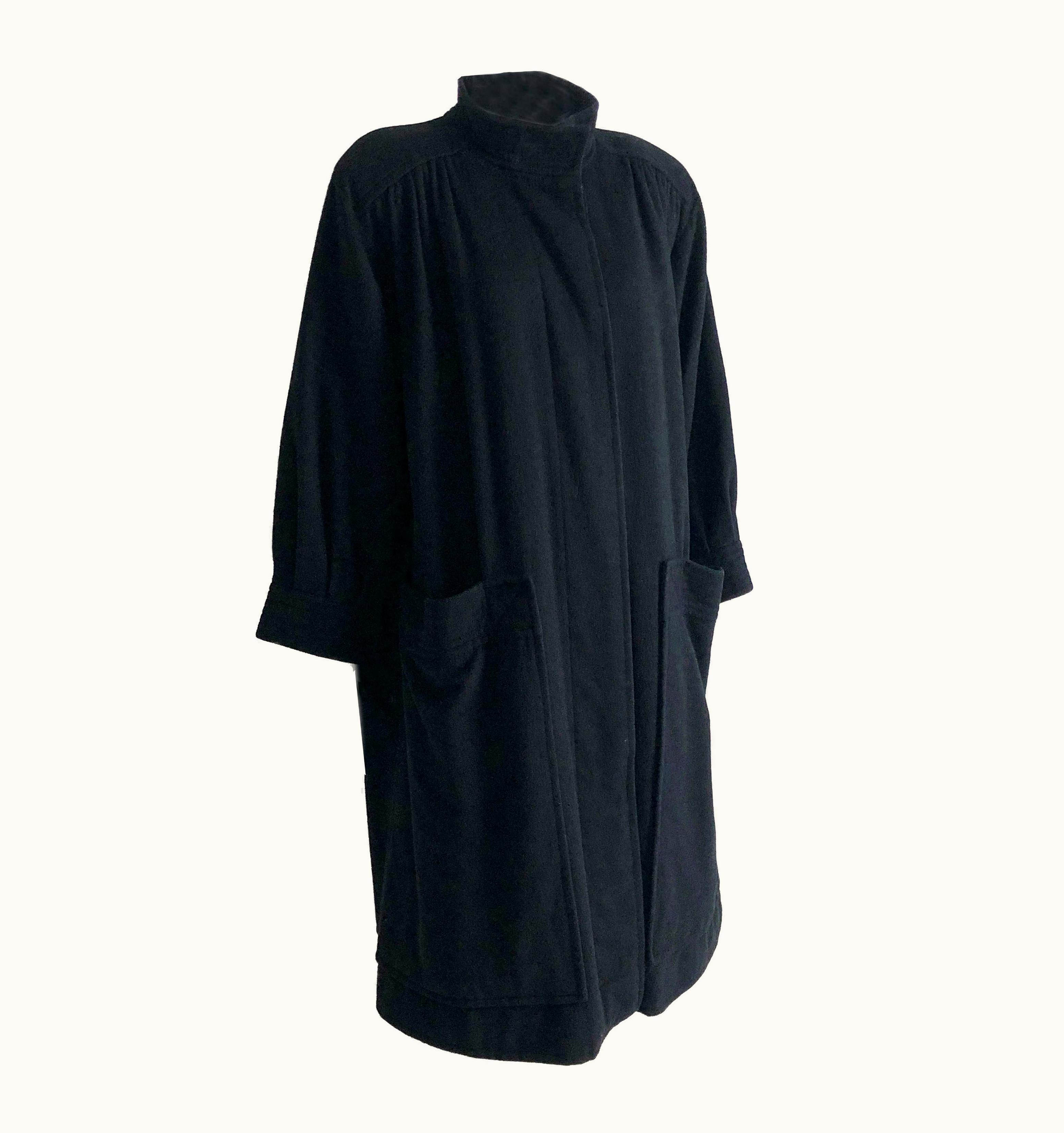 Saint Laurent Yves Saint Laurent Long Coat Black Wool YSL Russian Collection Vintage 70s