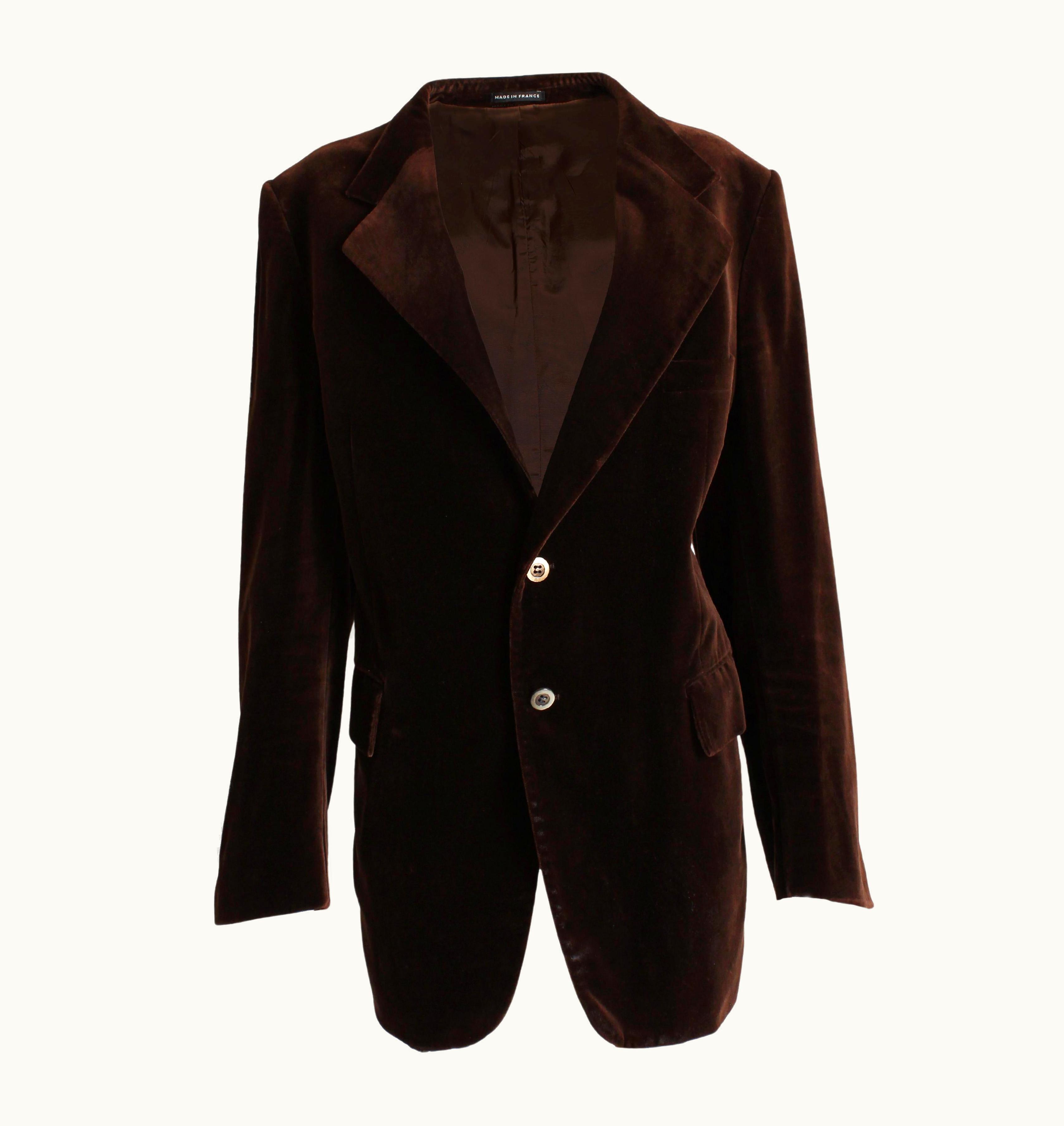 Saint Laurent Yves Saint Laurent Jacket Le Smoking Blazer Brown Velvet Vintage 70s Mens Unisex