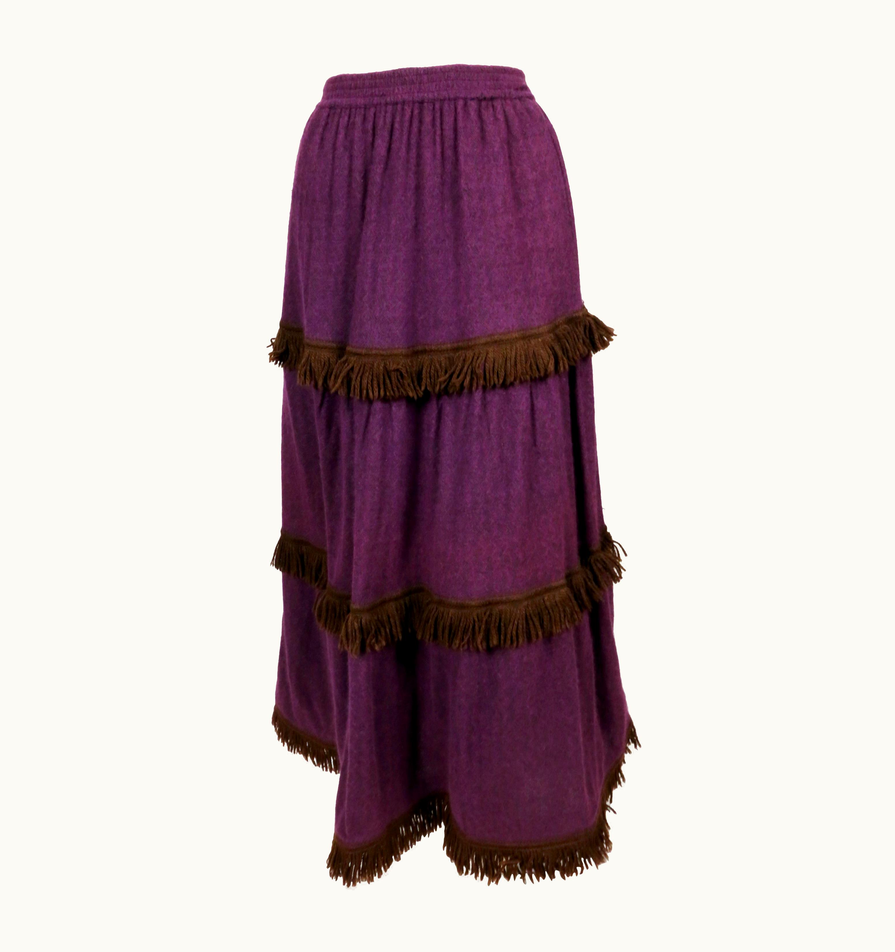 Saint Laurent 1970' Yves Saint Laurent Wool Maxi Skirt With Fringed Trim