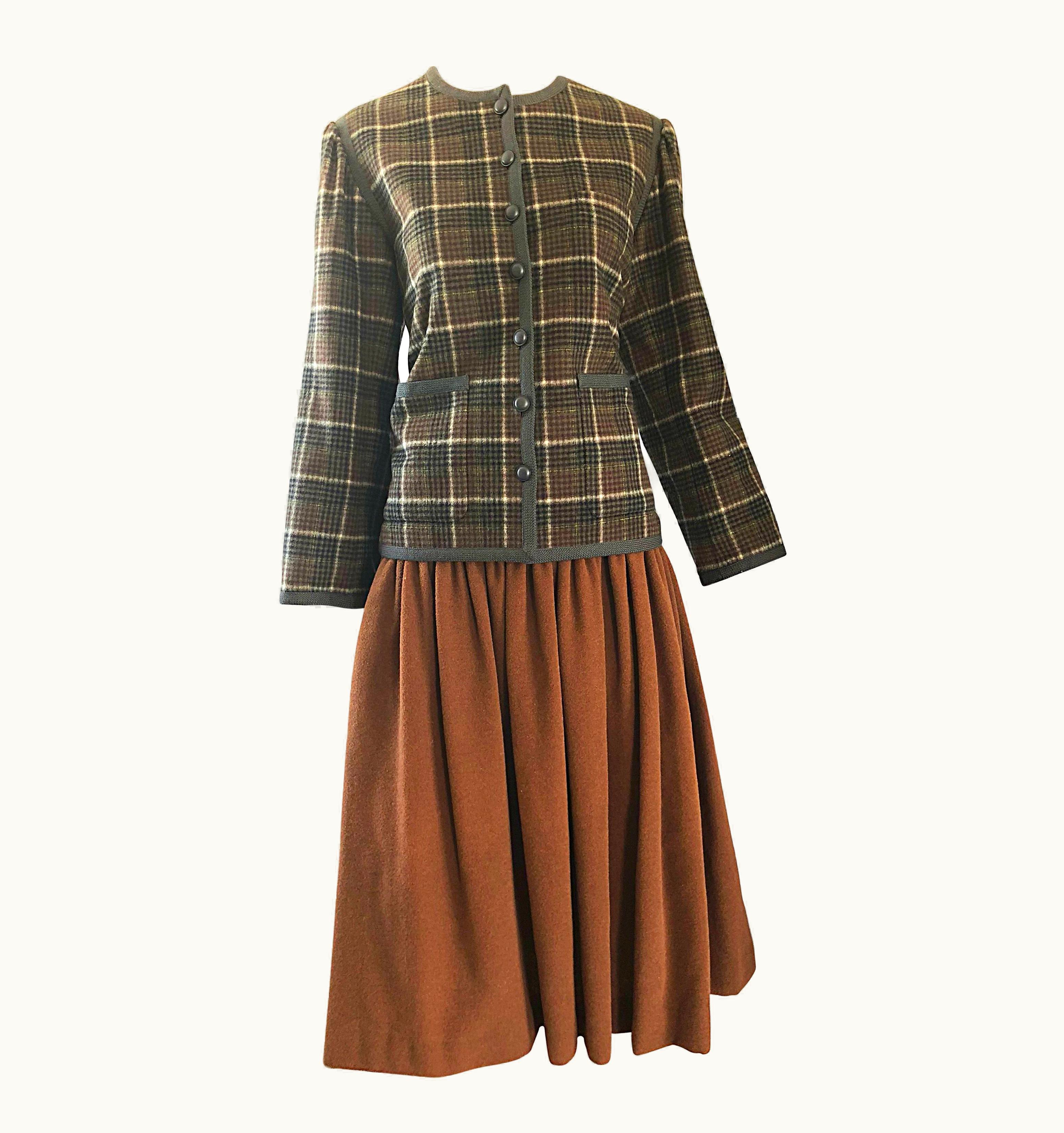 Saint Laurent Vintage Yves Saint Laurent Russian Collection 1976 Jacket And Skirt Suit YSL 70s