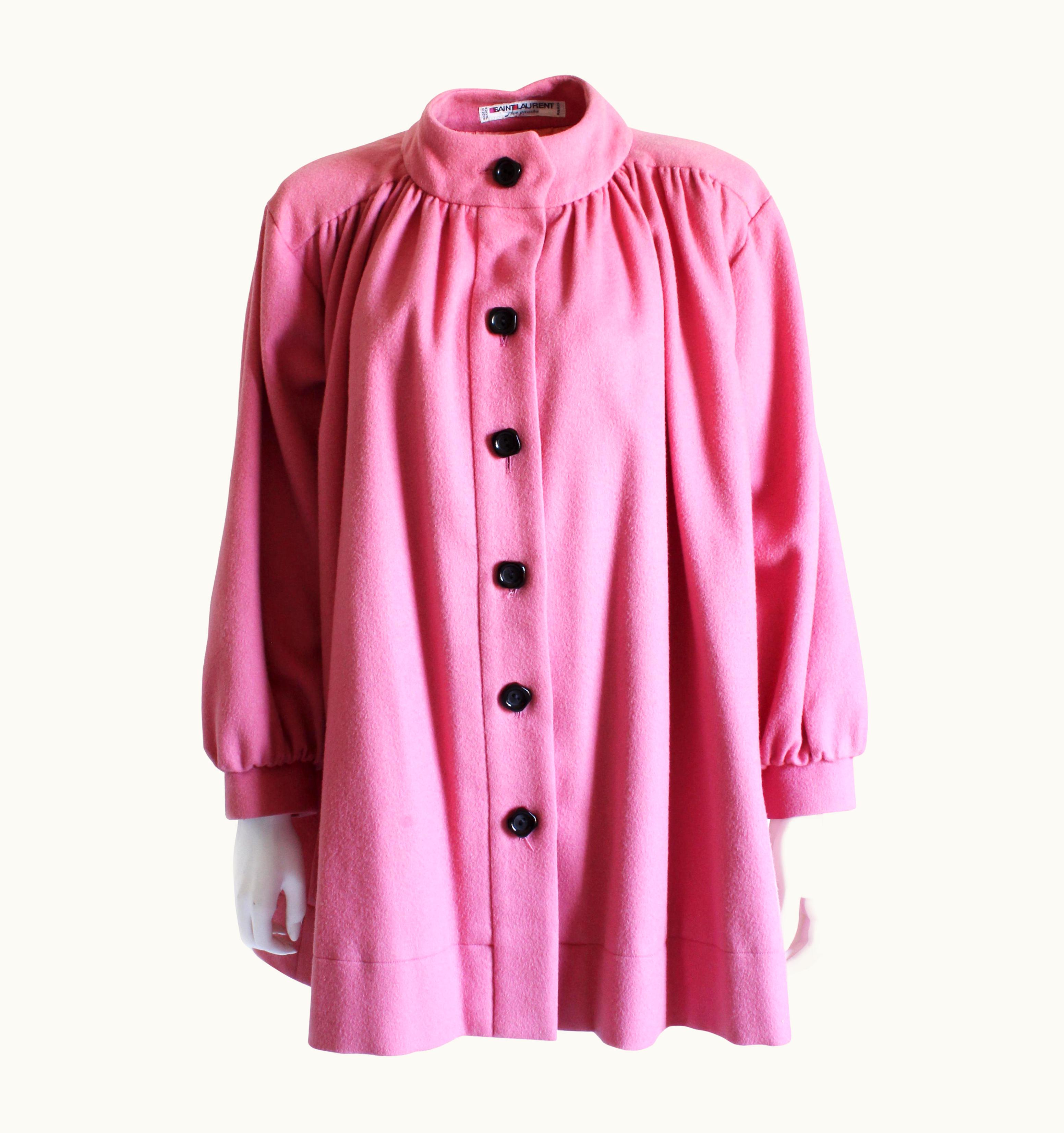 Saint Laurent Yves Saint Laurent Jacket Swing Coat Pink Wool Vintage