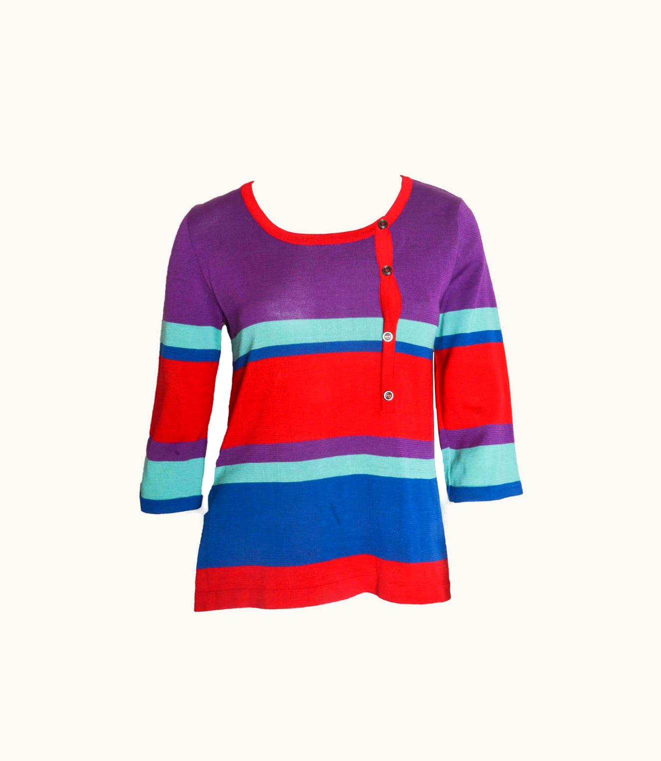 Saint Laurent Yves Saint Laurent Rive Gauche Colorblock Knit Top