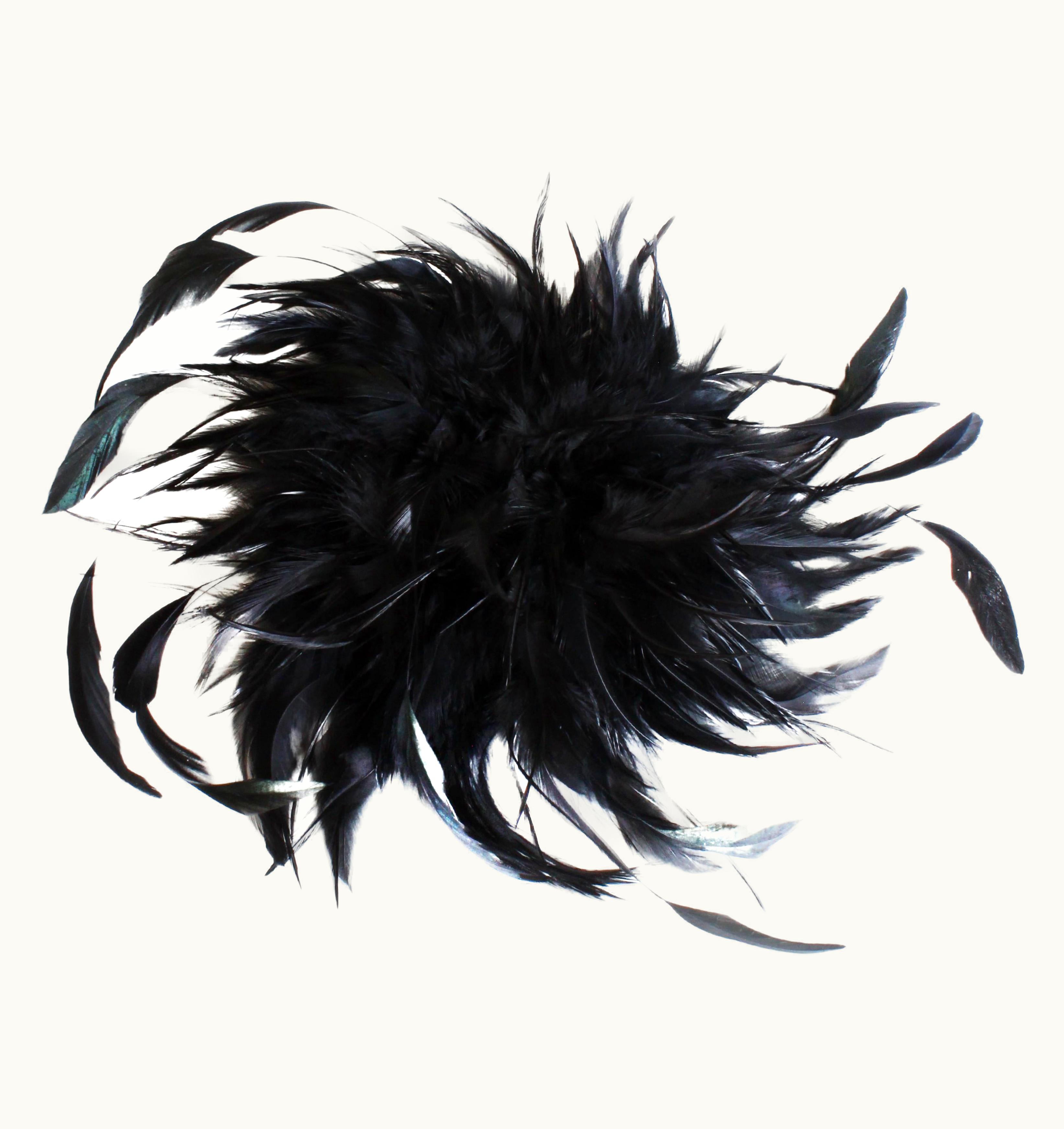 Saint Laurent Yves Saint Laurent Black Feather Hat Or Cap Head Piece 70s One Size Fits Most