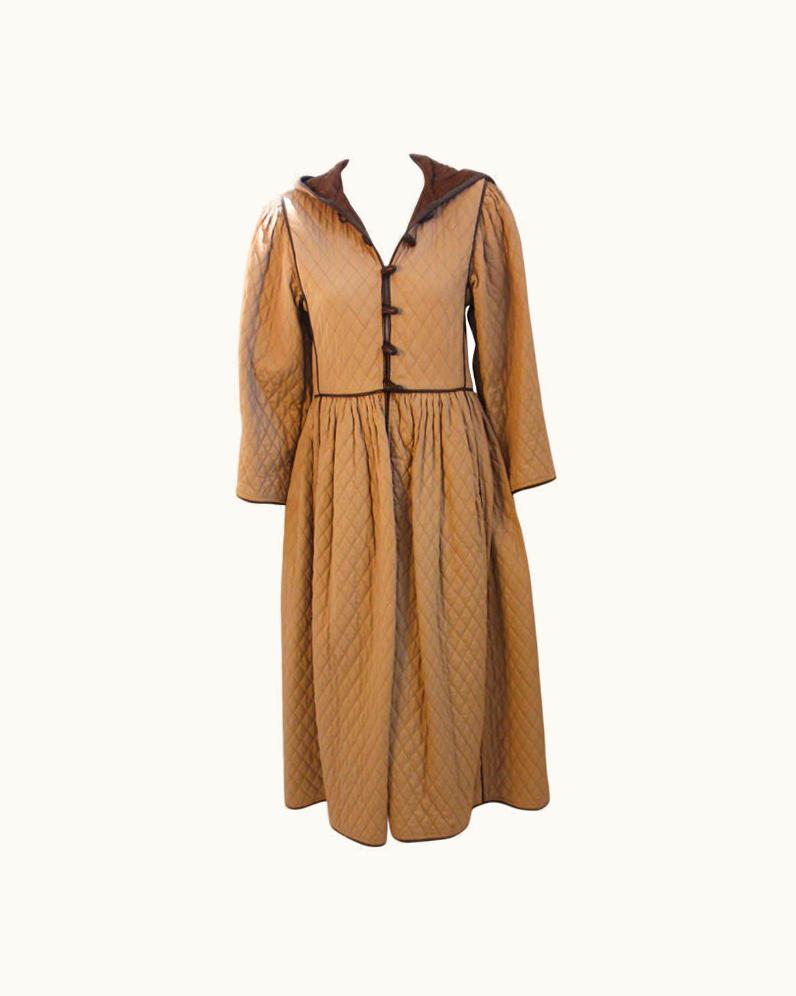 Saint Laurent Yves Saint Laurent Rive Gauche Khaki Quilted Toggle Coat, Circa Late 1970'