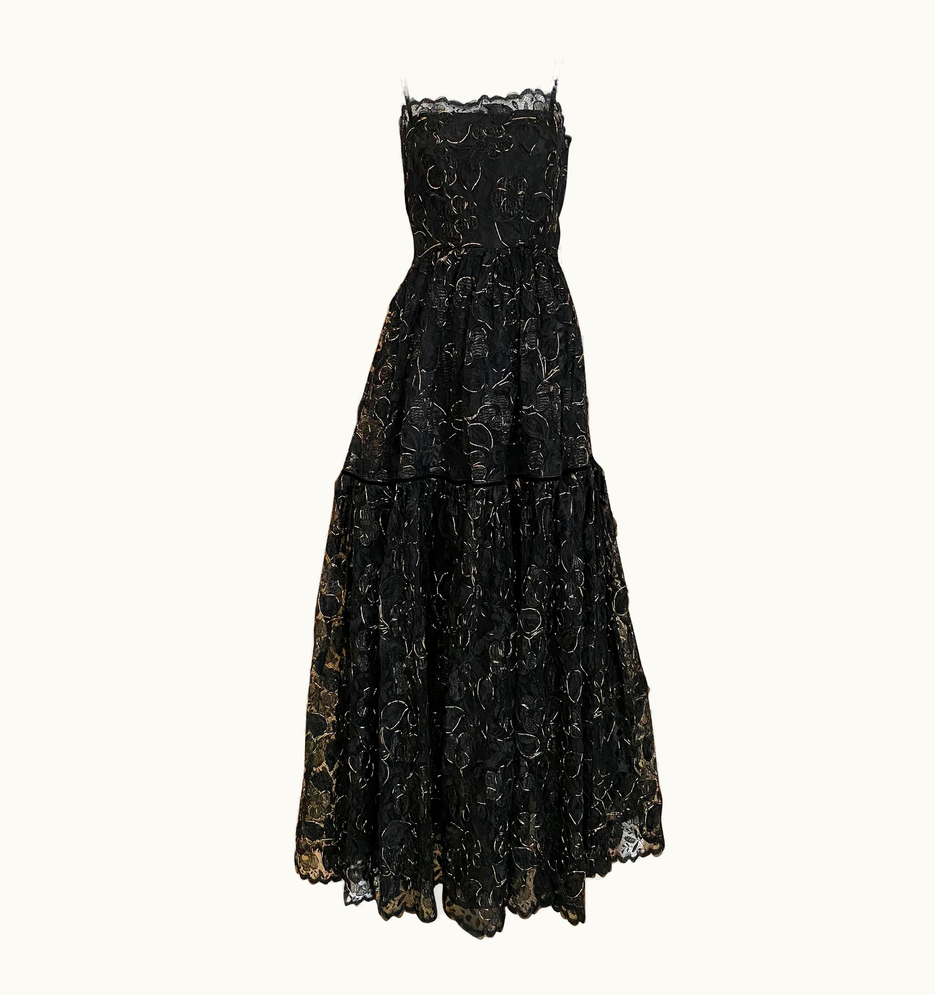 Saint Laurent Vintage Yves Saint Laurent Black Lace With Gold Lace Thread