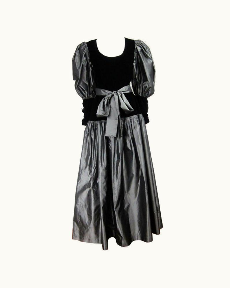 Saint Laurent Yves Saint Laurent YSL Collection Silk Gown Velvet Black