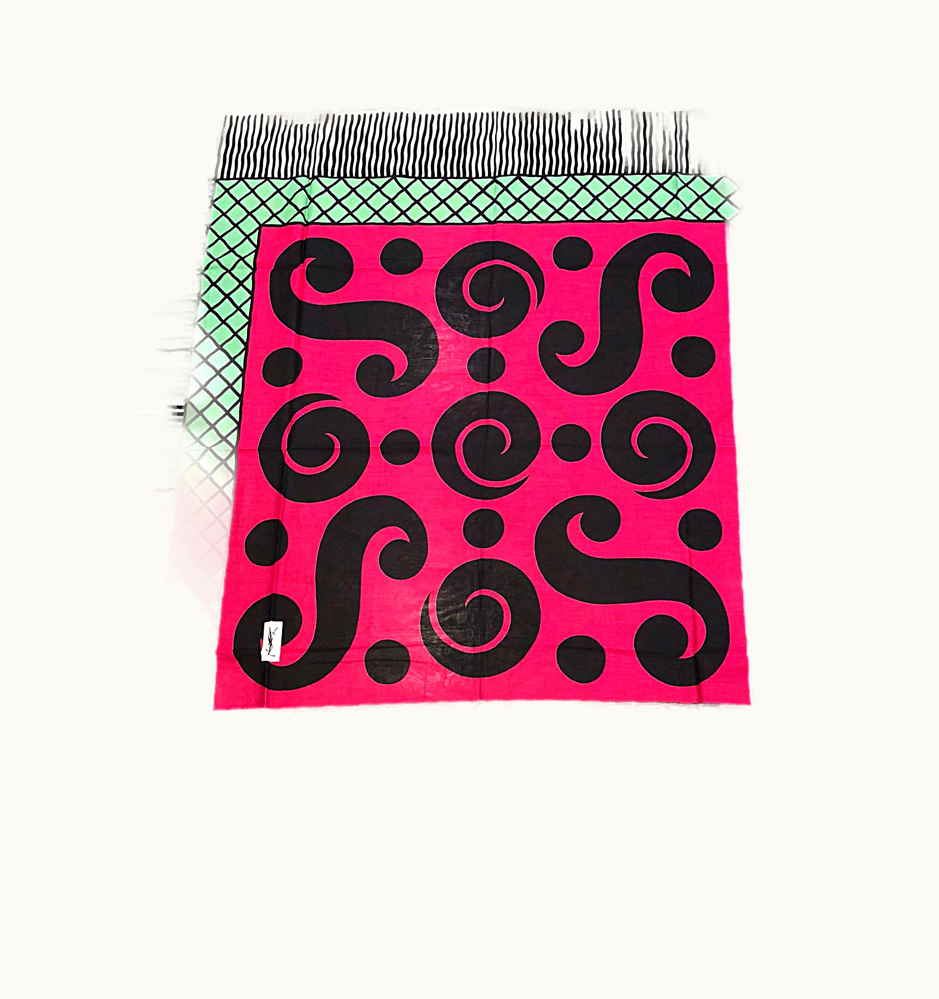 Saint Laurent Vintage Yves Saint Laurent Iconic YSL Jumbo 55 55 Cotton Shawl Parero Dress