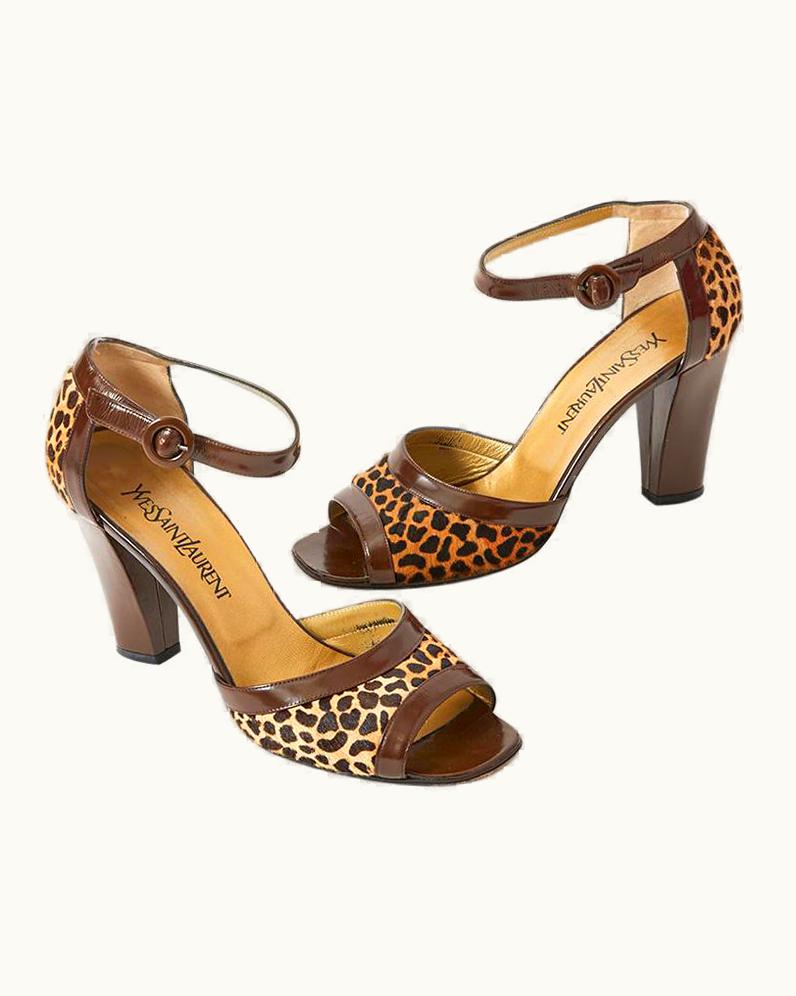 Saint Laurent Yves Saint Laurent Open Toe Leopard Pattern Sandal