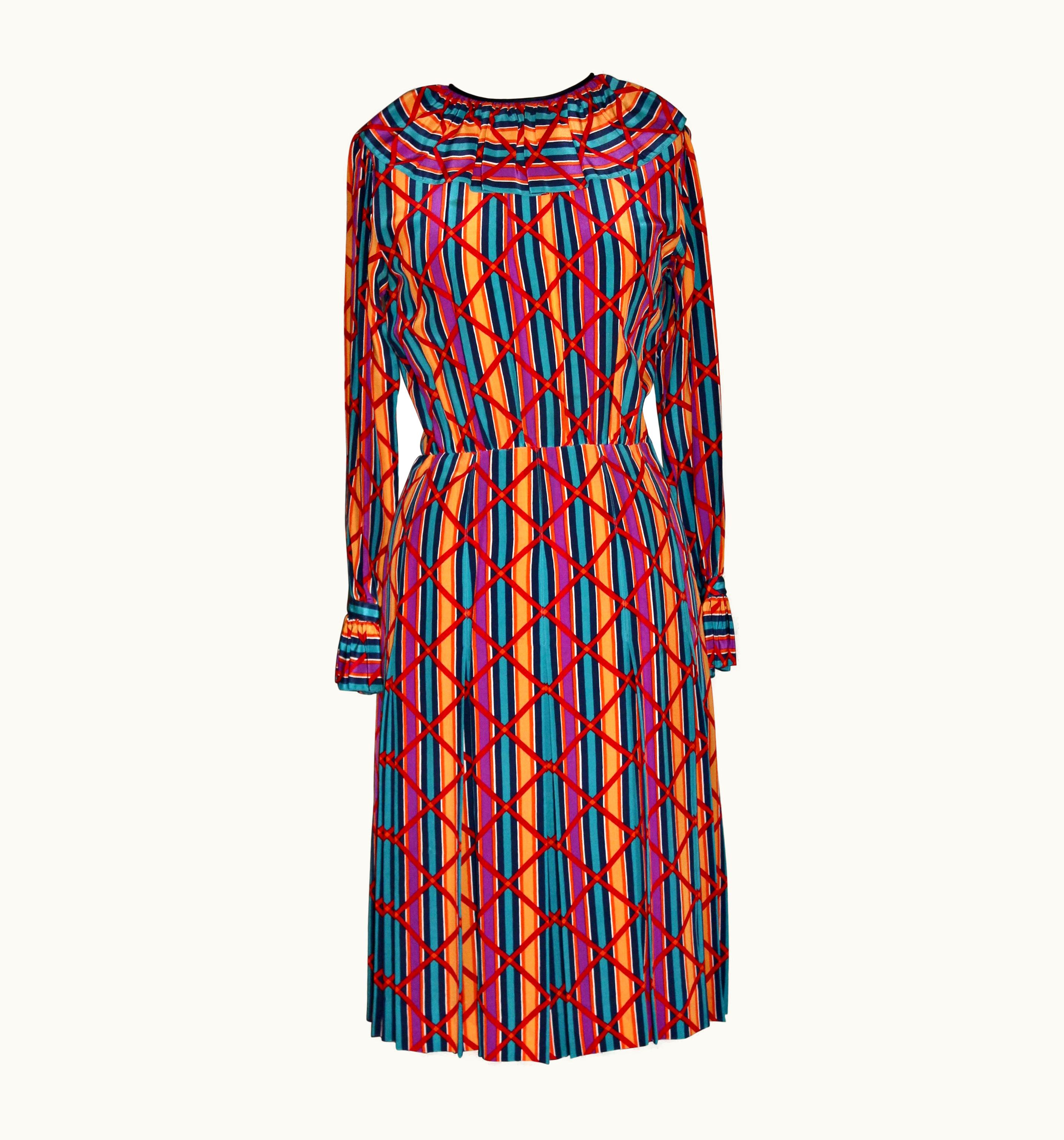 Saint Laurent YSL Yves Saint Laurent 1970' Rive Gauche Silk Day Dress