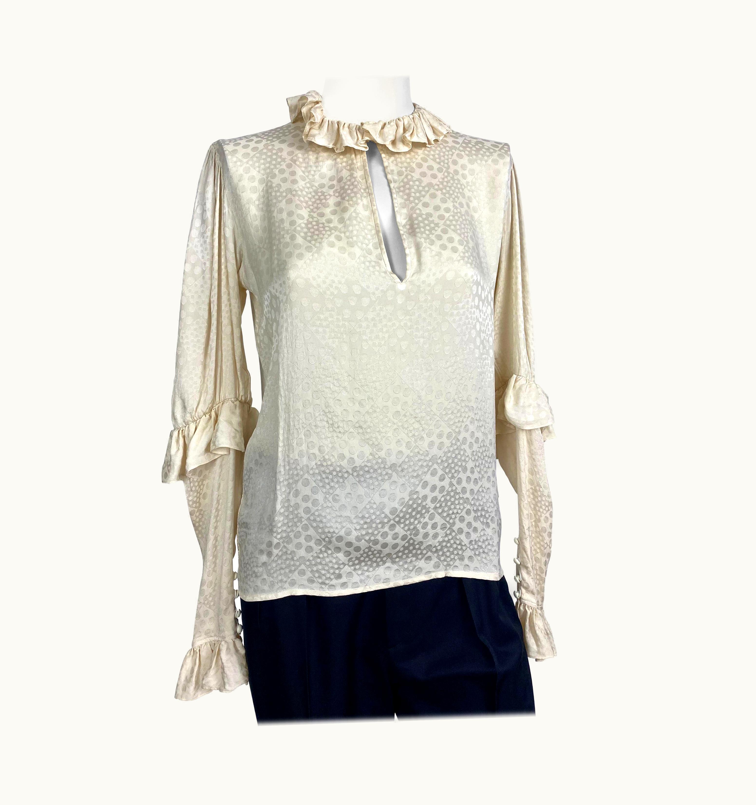 Saint Laurent Vintage Yves Saint Laurent Rive Gauche Silk Blouse From 1970