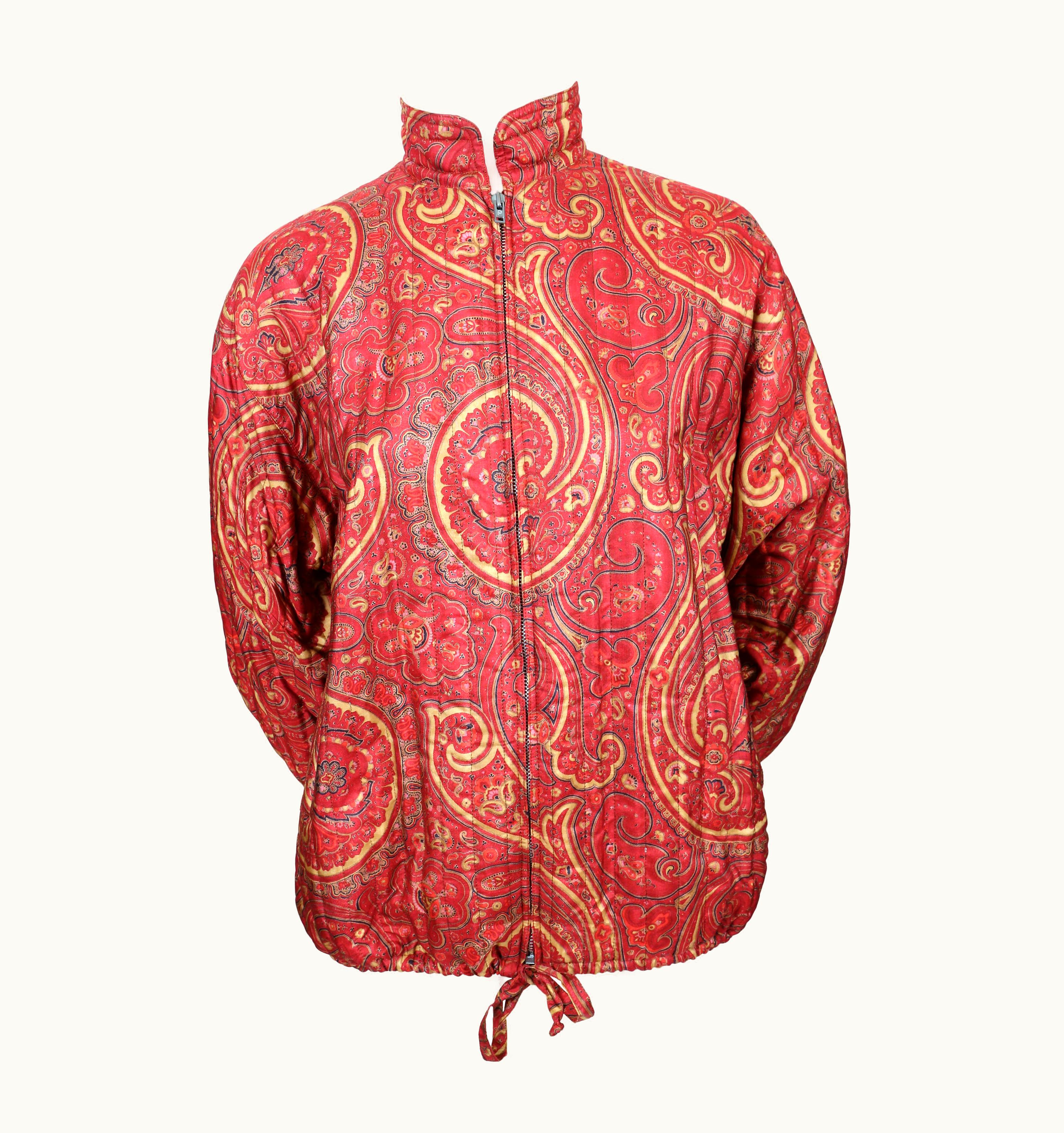 Saint Laurent 1977 Yves Saint Laurent Paisley Printed Quilted Silk Jacket