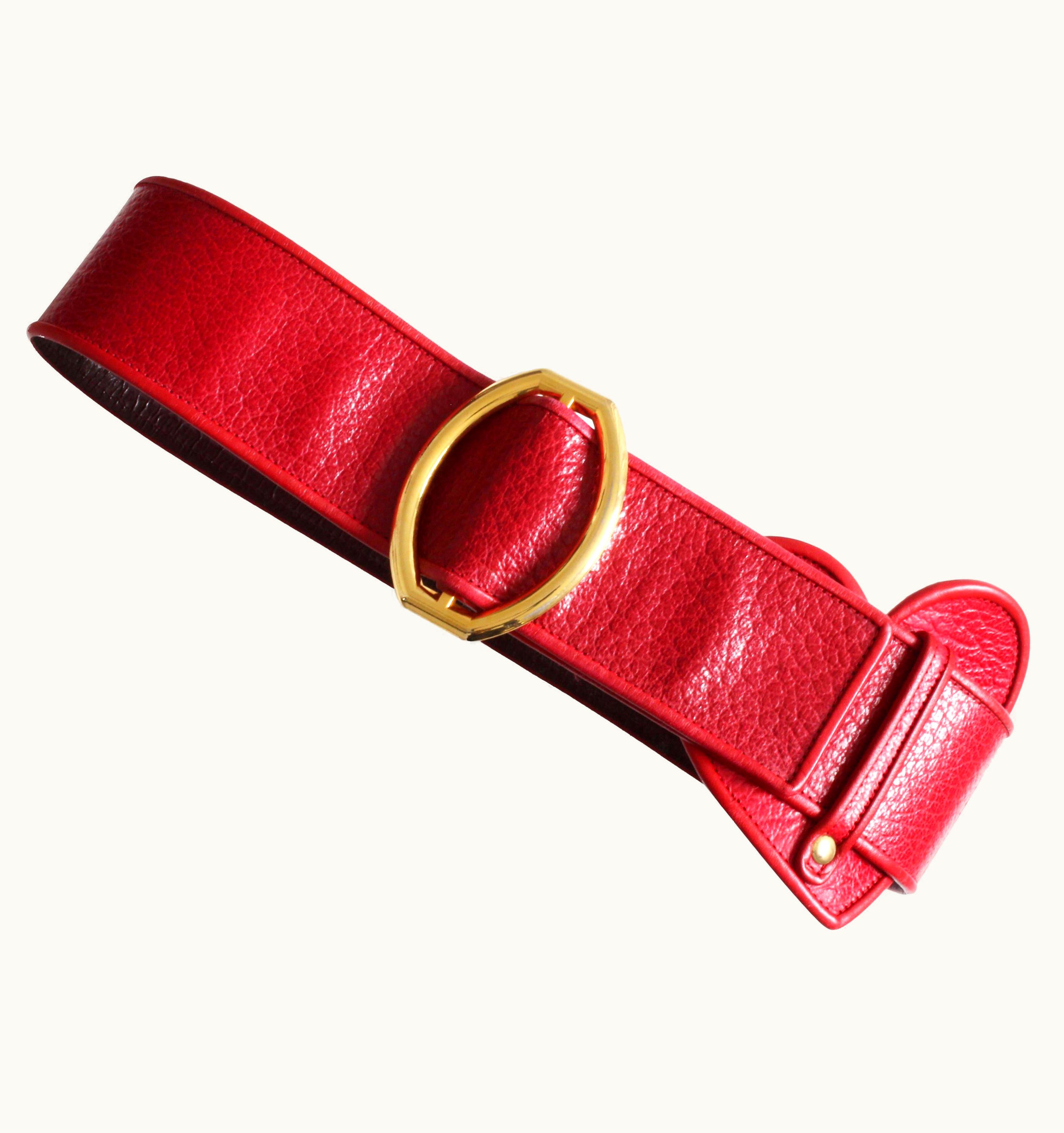 Saint Laurent Yves Saint Laurent Rive Gauche Vintage Wide Red Leather Belt With Heart