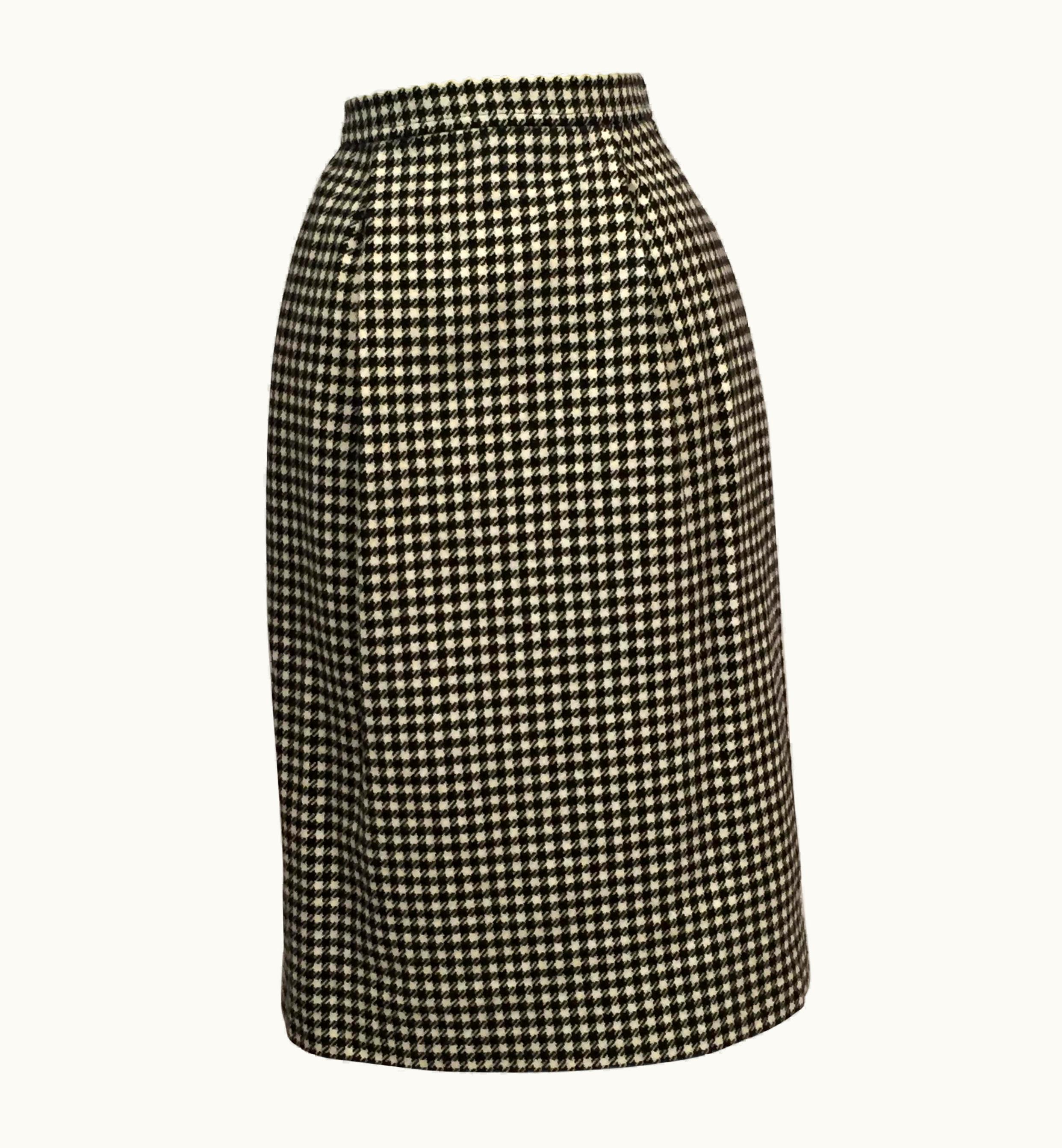 Saint Laurent Yves Saint Laurent 1970' Black & White Wool Check Skirt