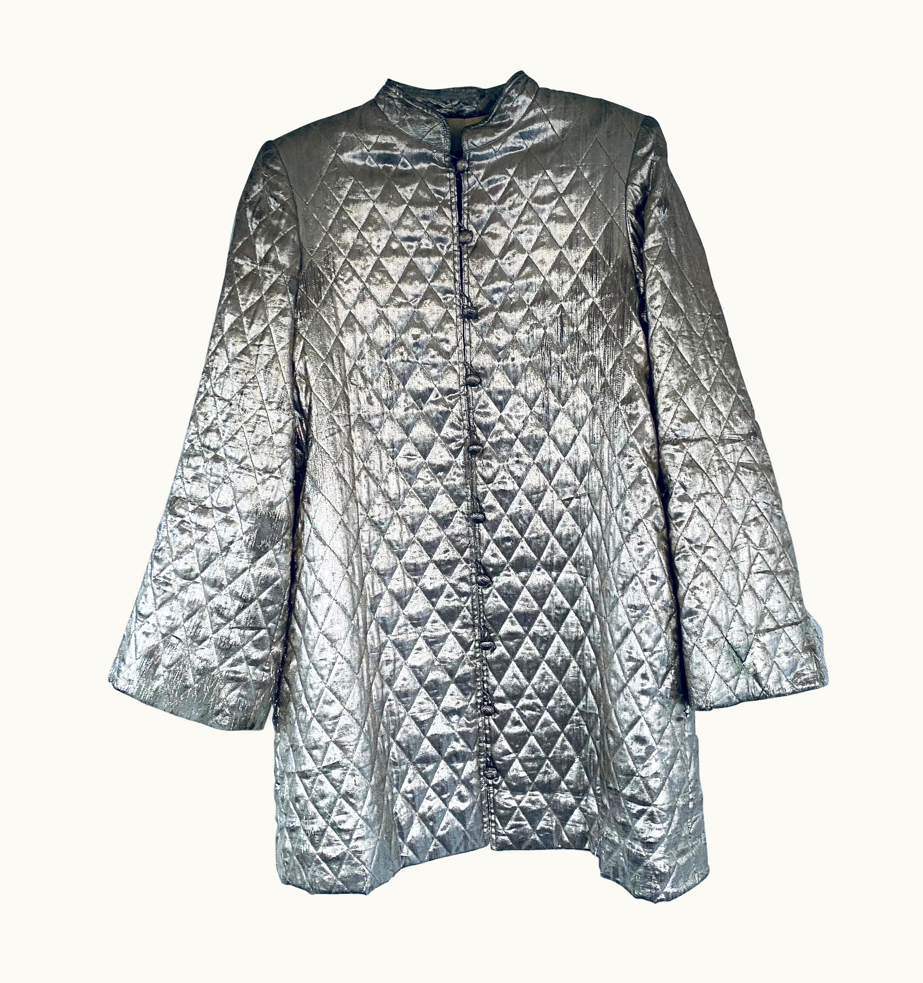 Saint Laurent Yves Saint Laurent Vintage 1970s Silver Lame Jacket As Seen At Musee YSL Paris