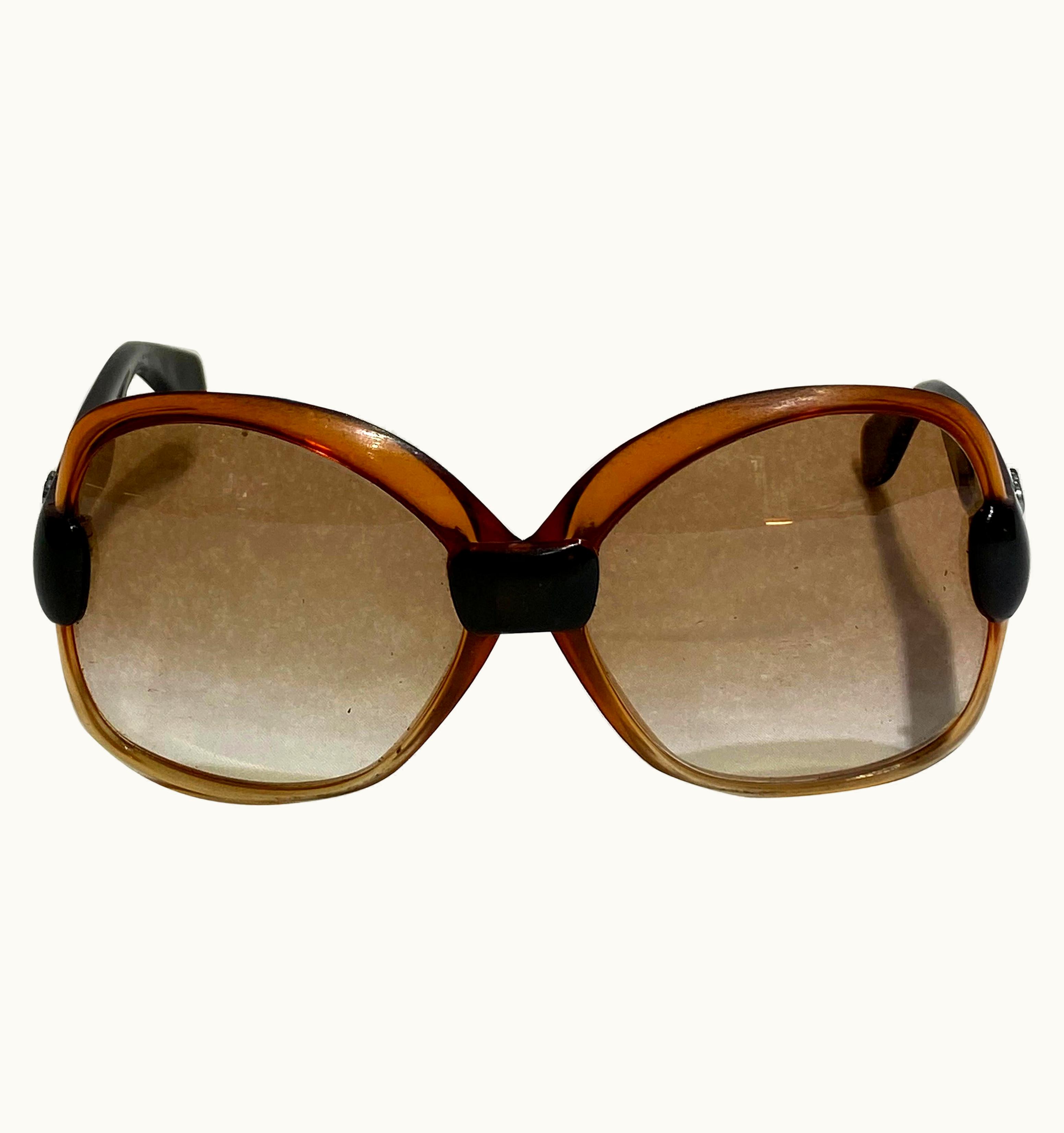 Saint Laurent Vintage YSL Brown And Black Square Sunglasses