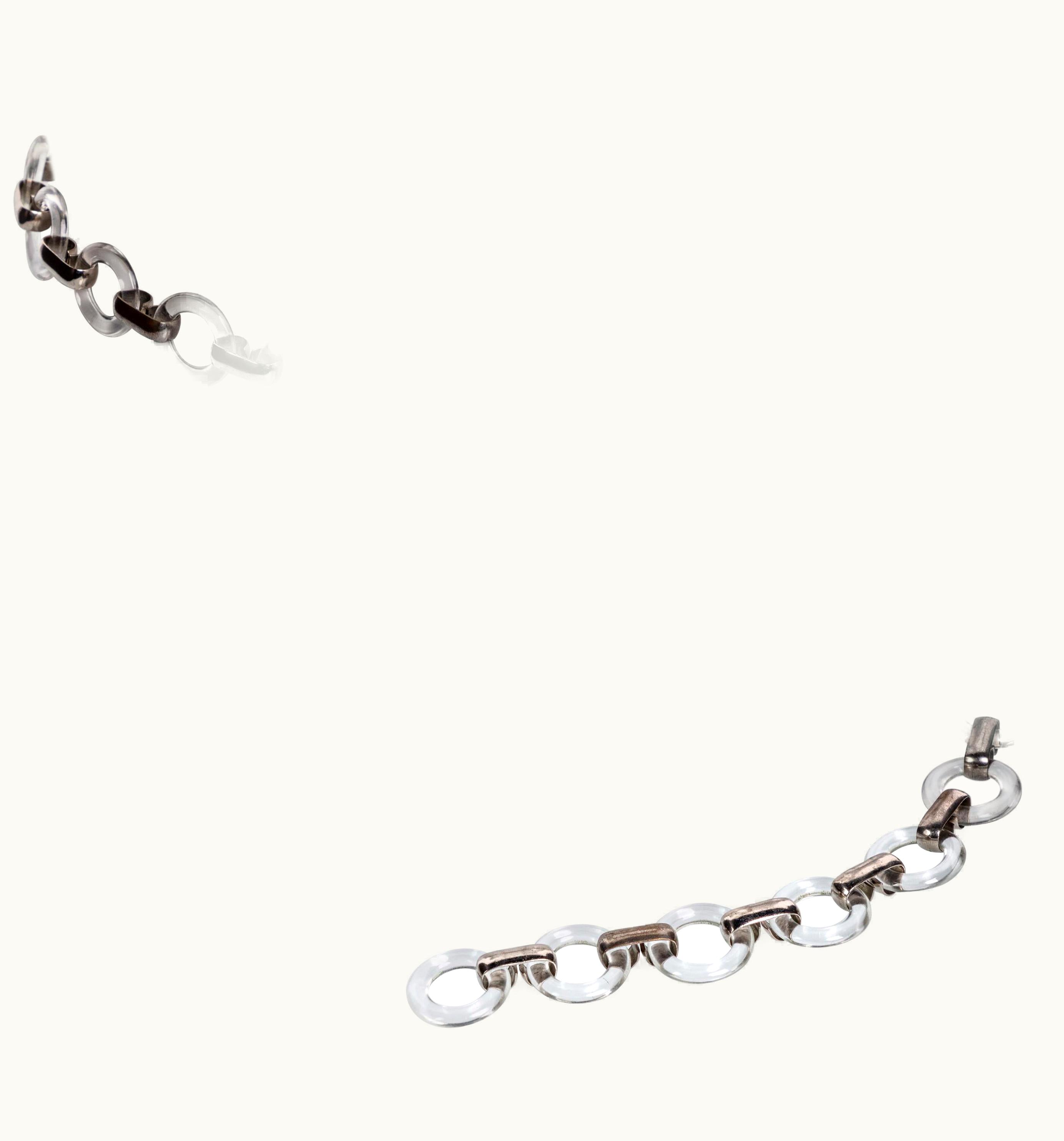 Saint Laurent Vintage Yves Saint Laurent Lucite Rings Silver Link Belt Necklace