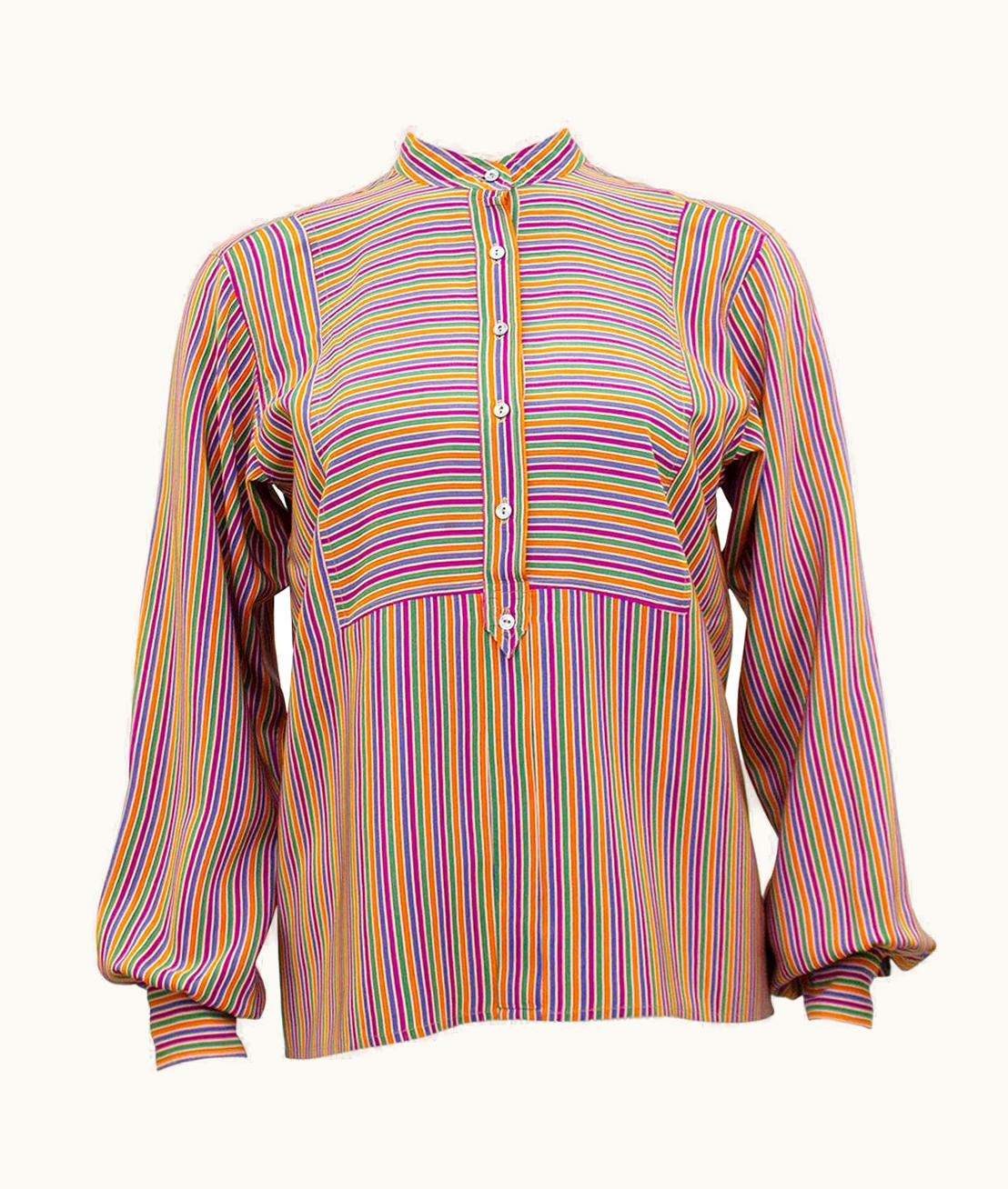 Saint Laurent 1970s Yves Saint Laurent Rive Gauche Silk Henley Shirt