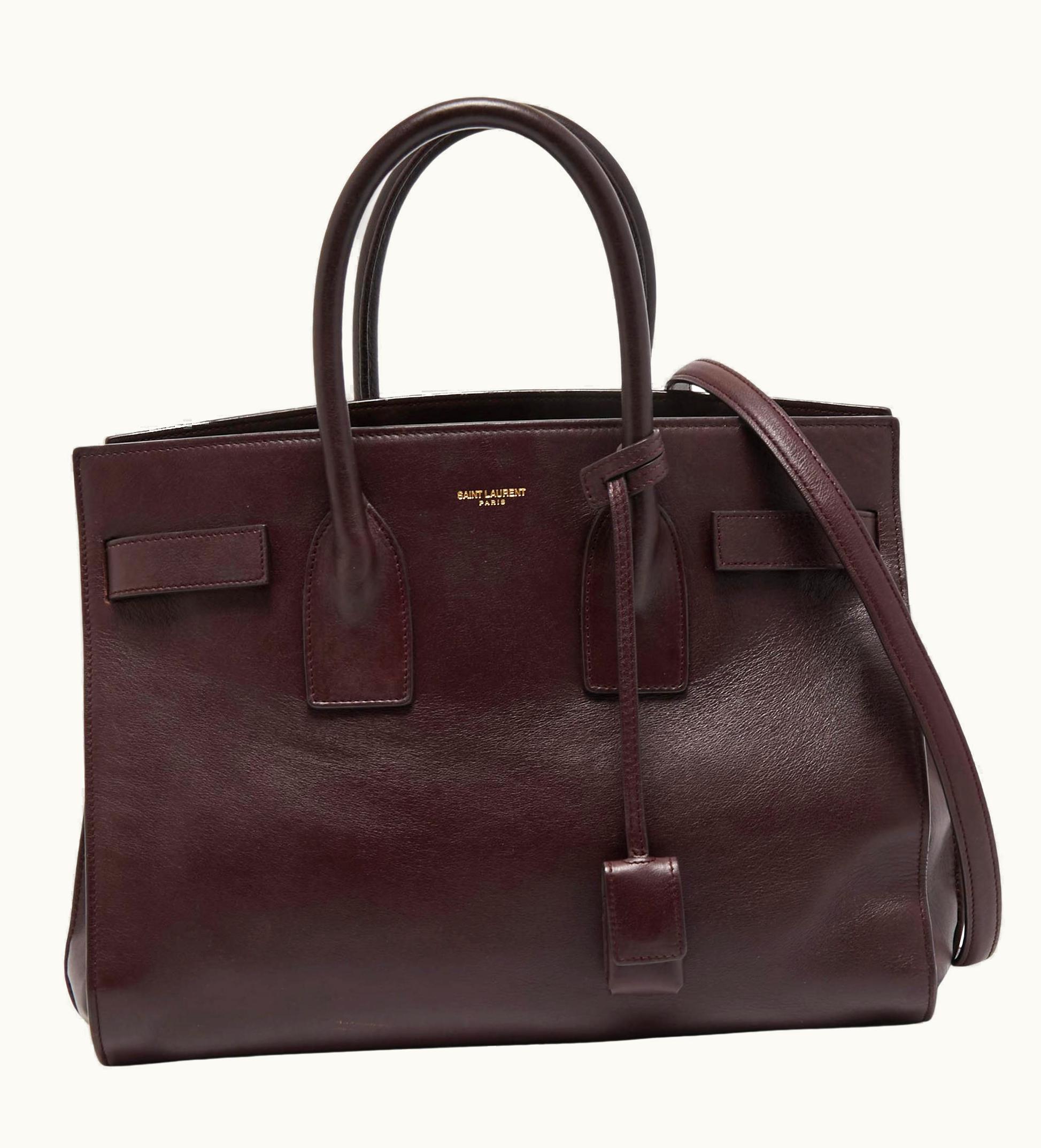 Saint Laurent Saint Laurent Burgundy Leather Baby Classic Sac De Jour Tote