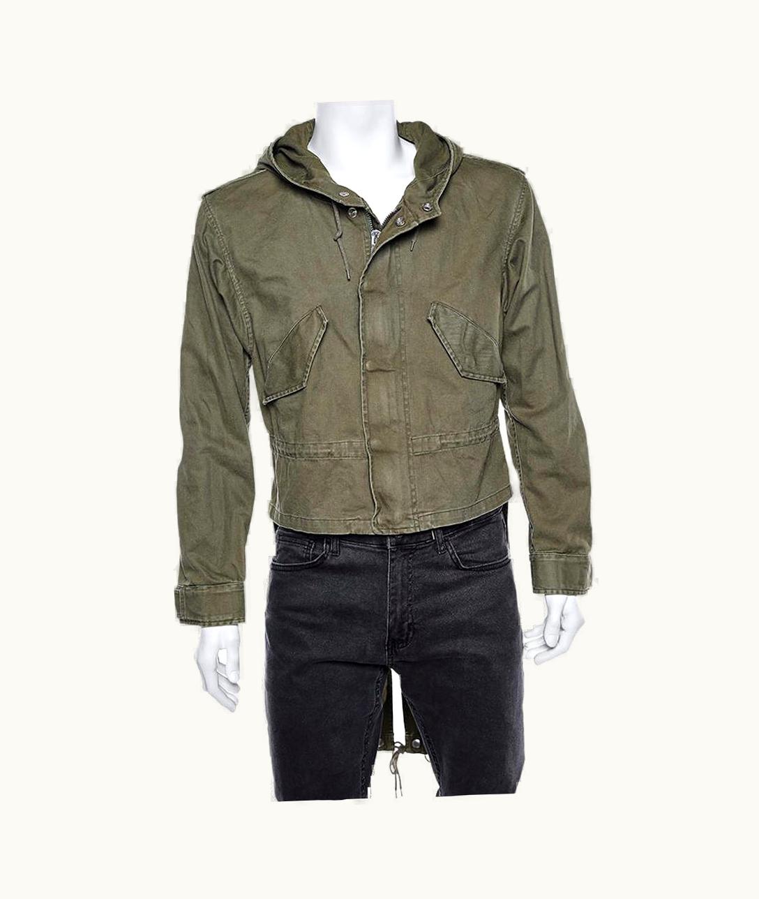 Saint Laurent Saint Laurent Military Green Cotton And Linen Hooded Jacket Xl