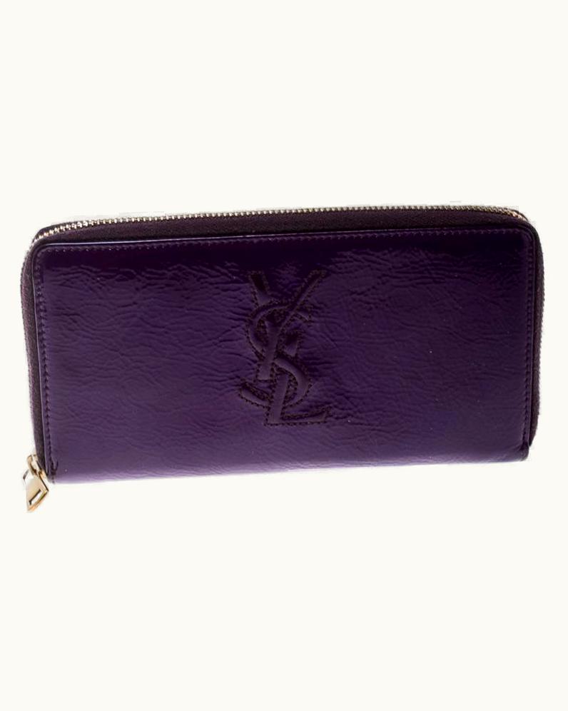 Saint Laurent Saint Laurent Purple Patent Leather Belle De Jour Zip Around Wallet