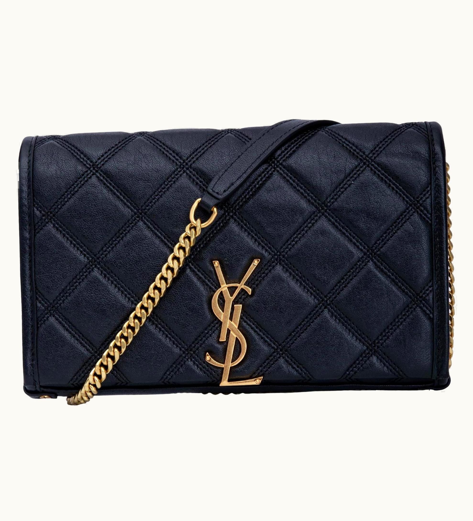 Saint Laurent Saint Laurent Quilted Black Lambskin Chain Mini Becky Bag