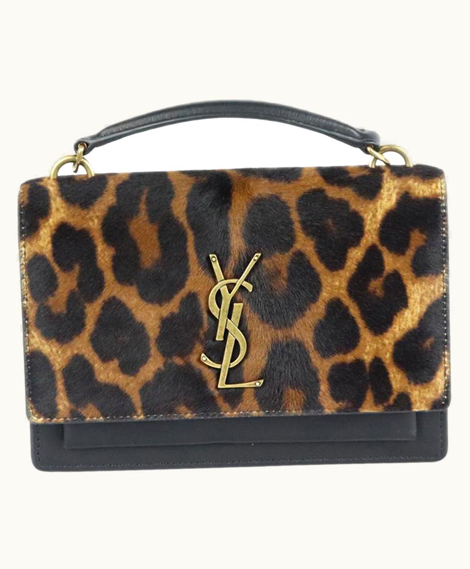 Saint Laurent Saint Laurent Sunset Mini Printed Calf Hair And Leather Shoulder Bag