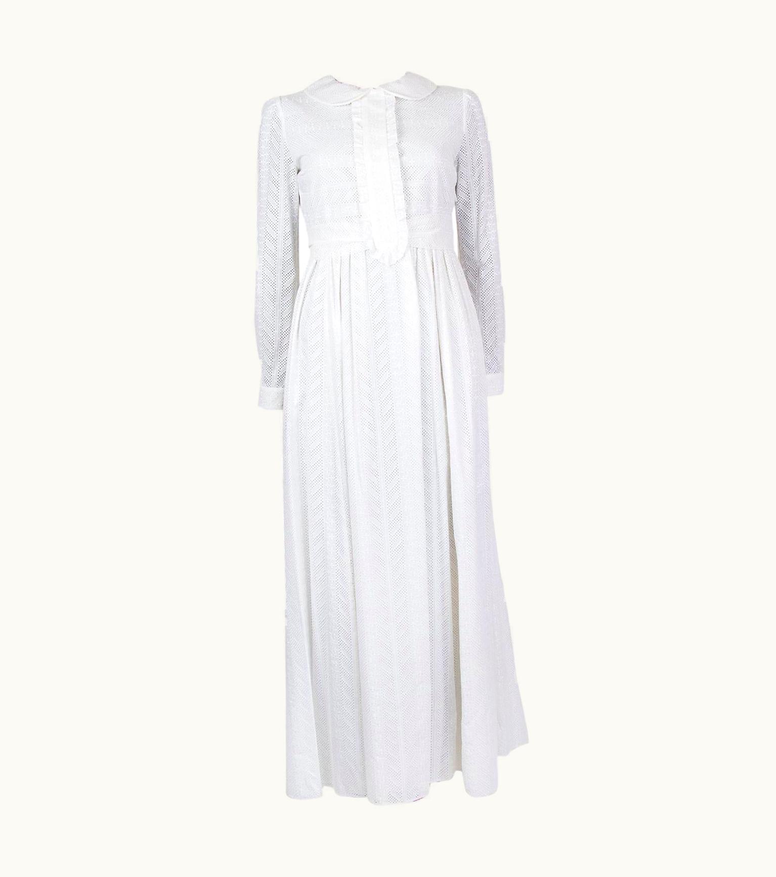 Saint Laurent Saint Laurent White Cotton Broderie Anglaise Maxi Dress