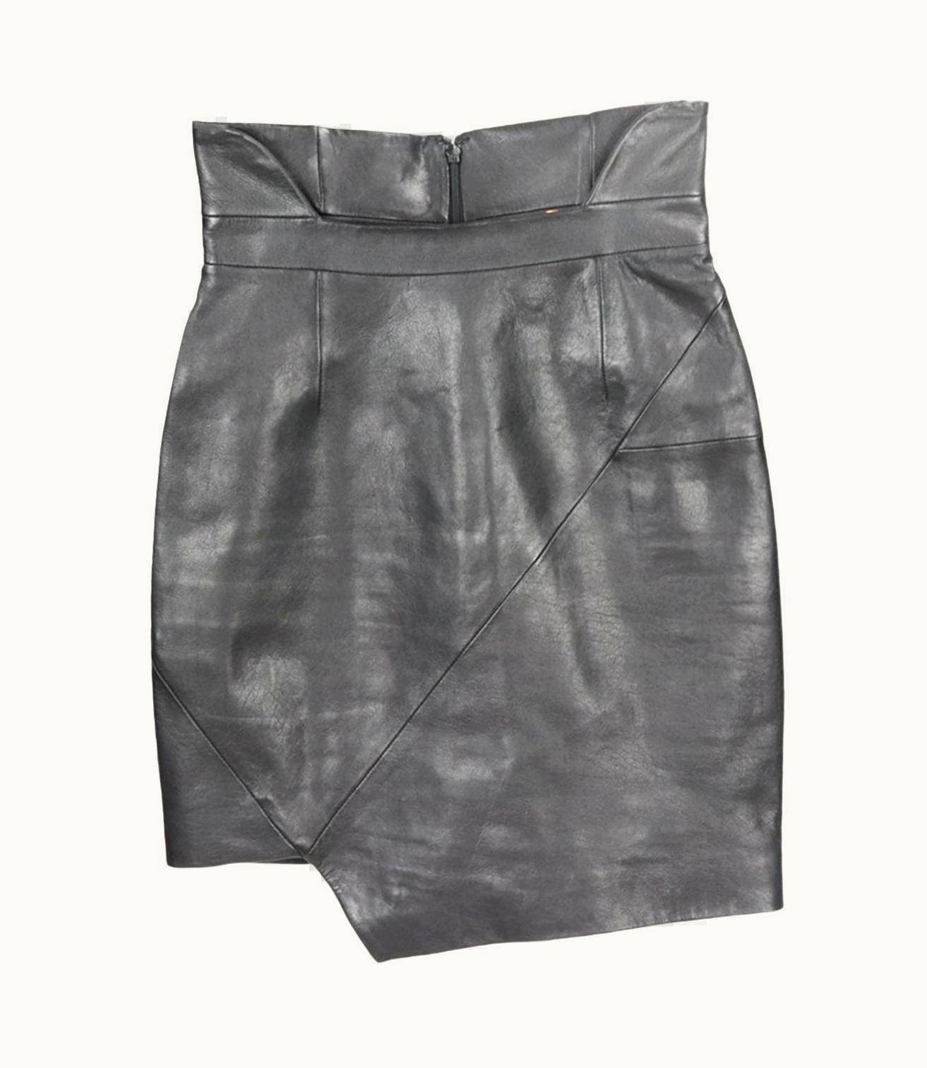 Saint Laurent Saint Laurent Asymmetric Leather Mini Skirt Uk
