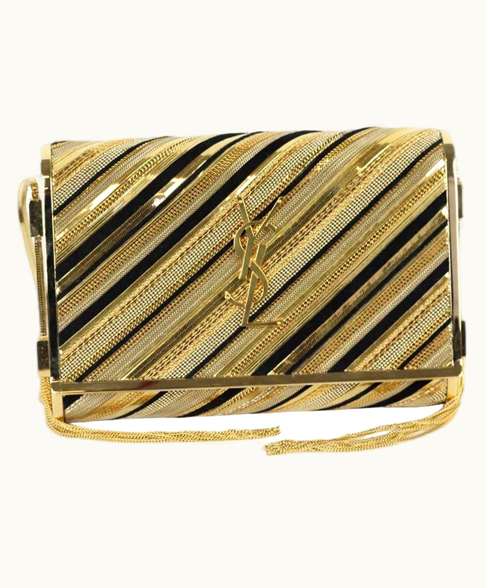 Saint Laurent Saint Laurent Opiyum Monogramme Chain Detailed Suede And Metal Shoulder Bag