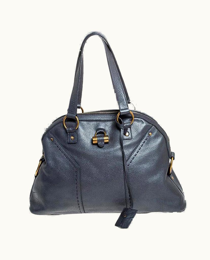 Saint Laurent Saint Laurent Paris Metallic Grey Leather Medium Muse Satchel