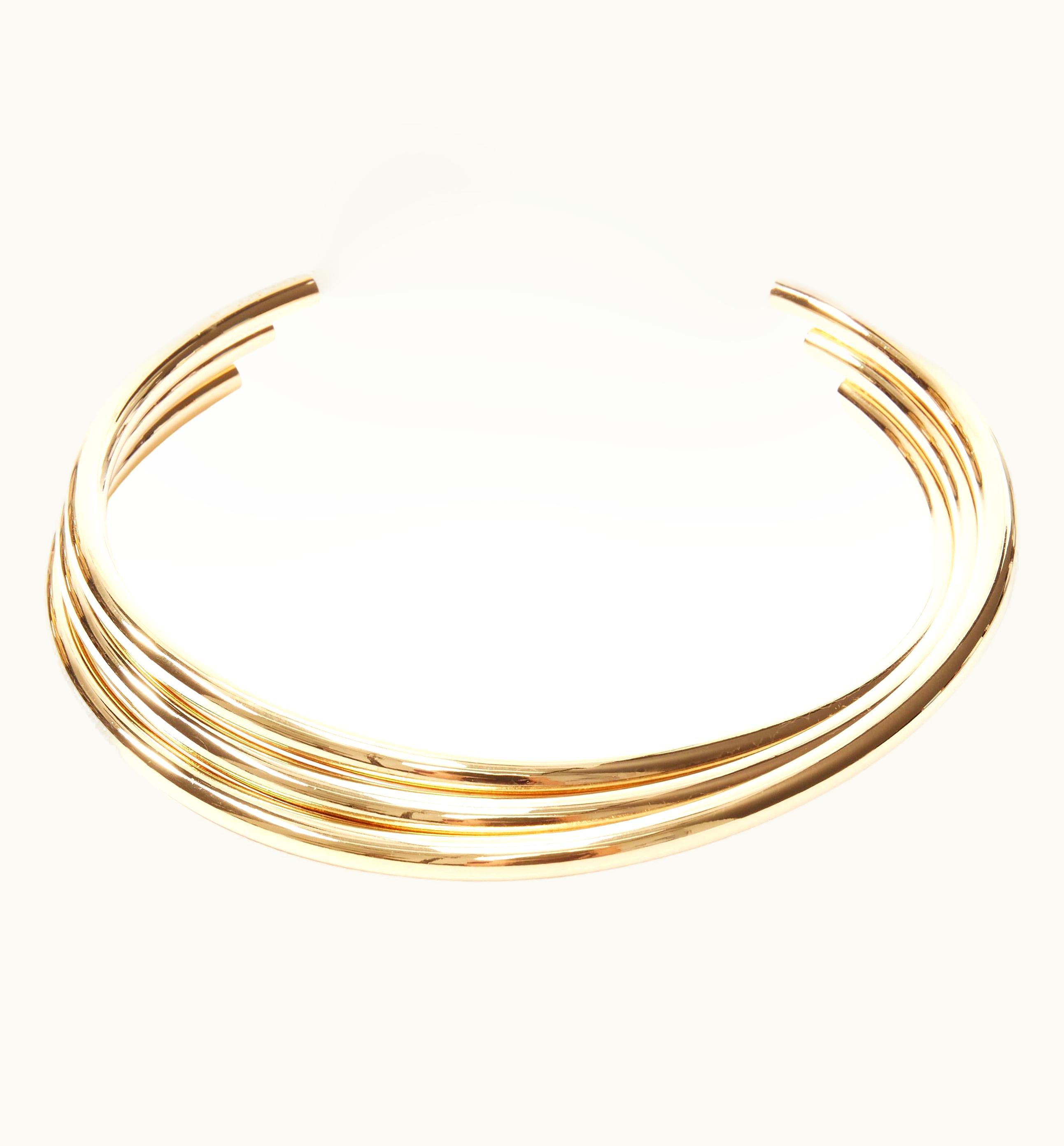 Saint Laurent Saint Laurent Hedi Slimane Gold Triple Bar Twisted Choker Necklace