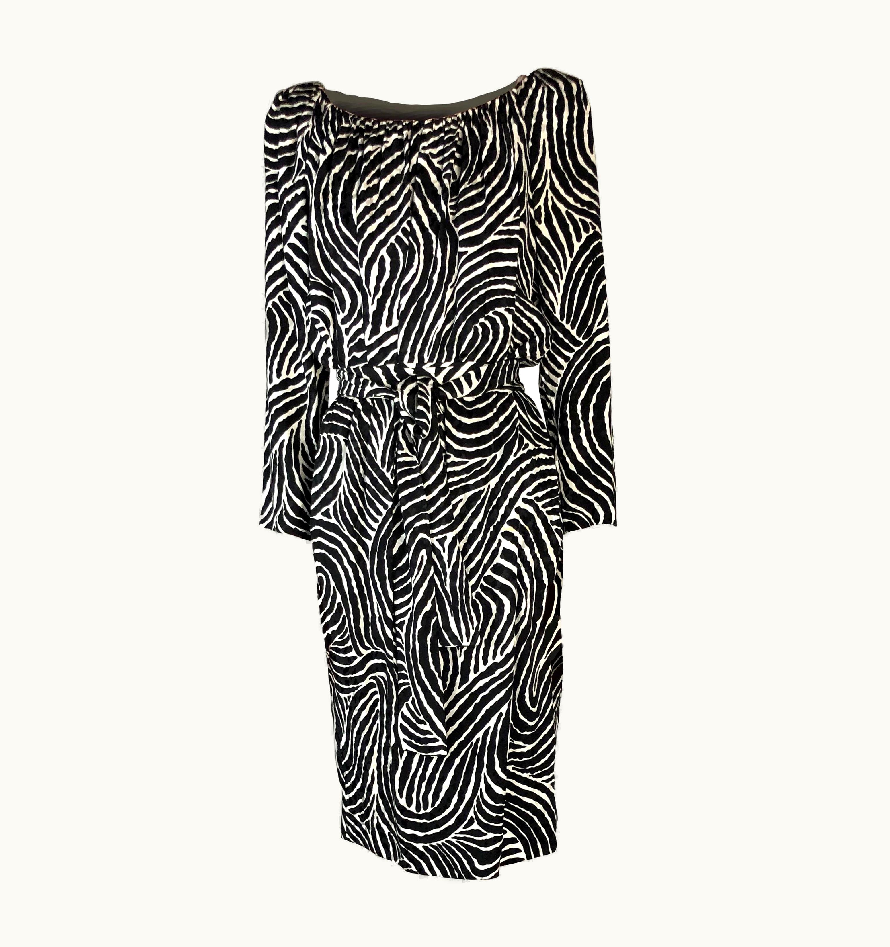 Saint Laurent Saint Laurent Zebra Print Two Pieces Skirt Silk Ensemble, Circa 1980