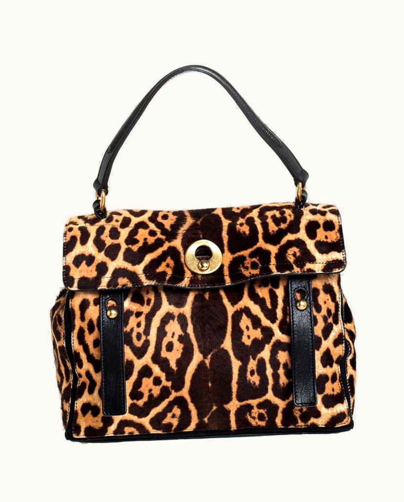 Saint Laurent Saint Laurent Brown/Black Calfhair And Leather Medium Muse Two Satchel