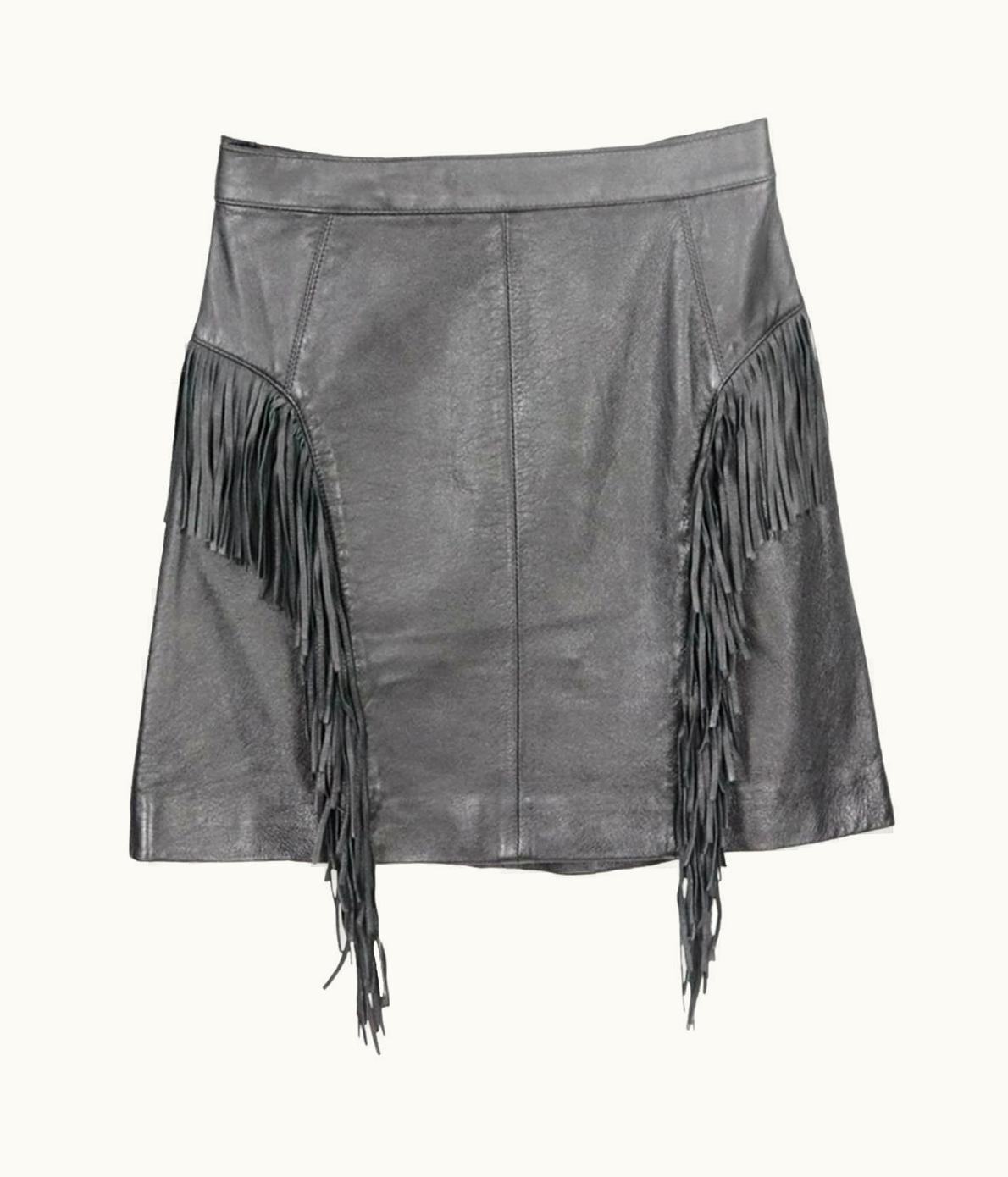 Saint Laurent Saint Laurent Fringed Leather Mini Skirt Uk