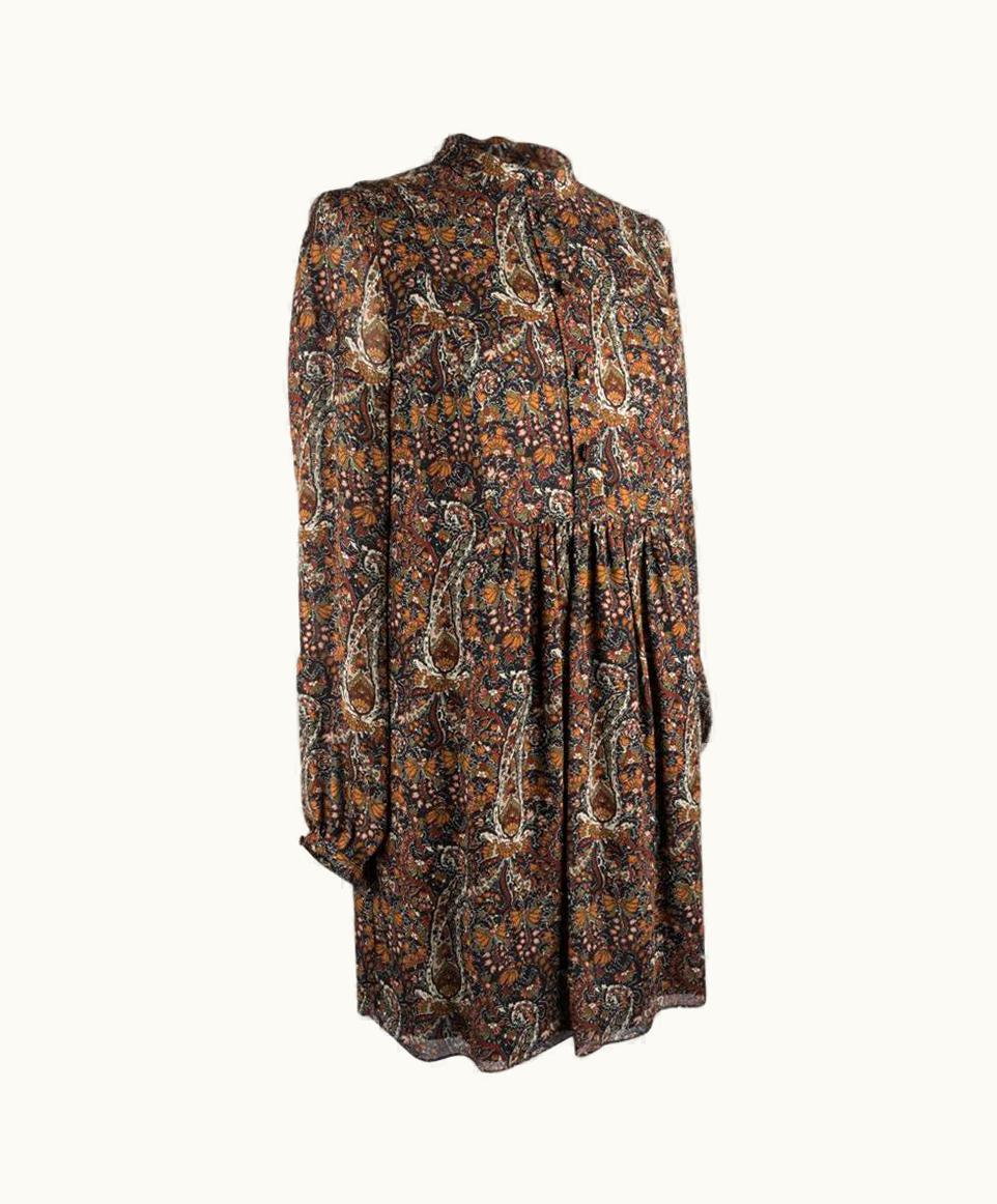 Saint Laurent Saint Laurent Tunic S/S Dress Earth Tone Floral Paisley Print 38 S/S