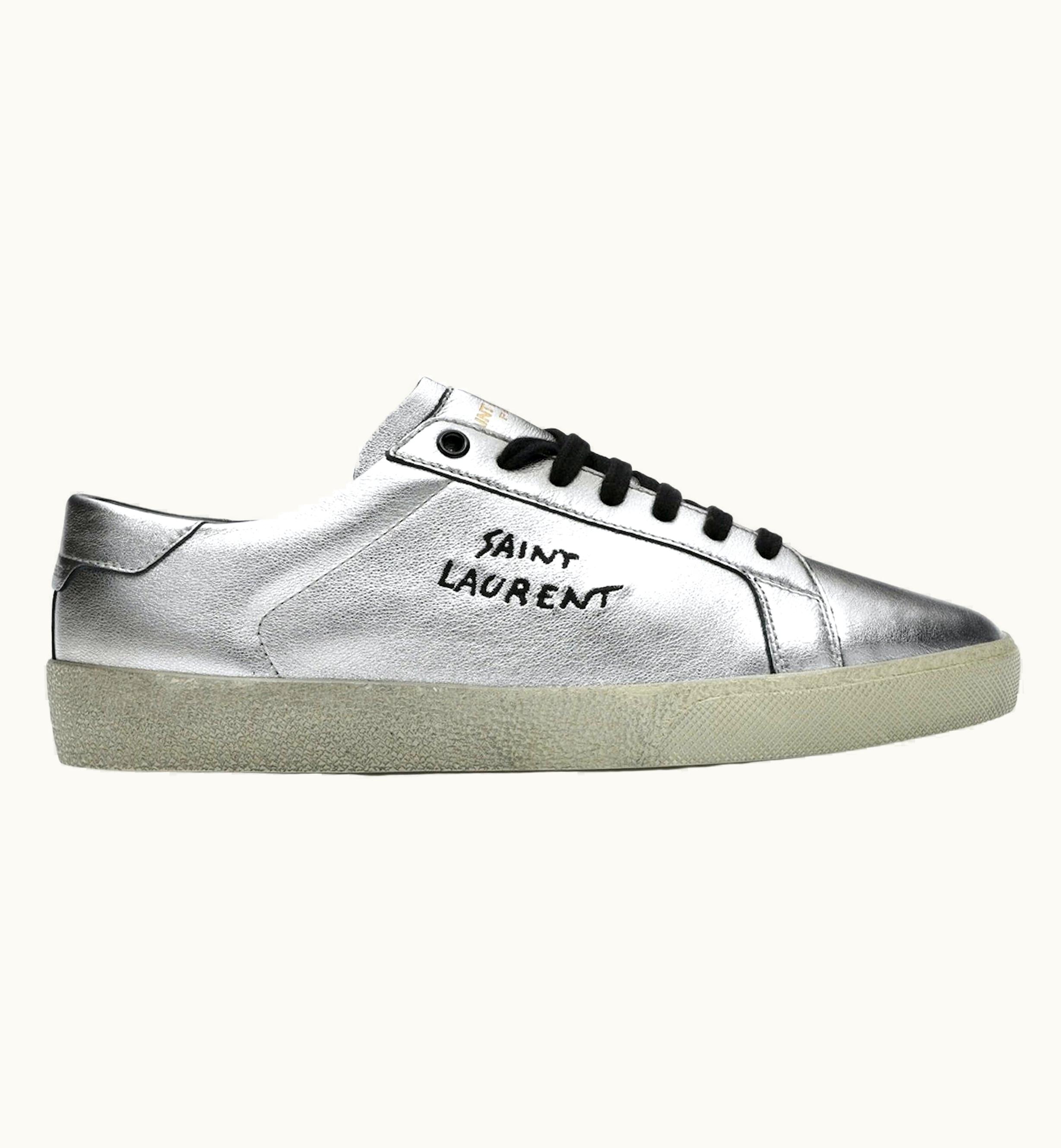 Saint Laurent Saint Laurent Mens Metallic Silver Court Classic Sl/06 Sneakers