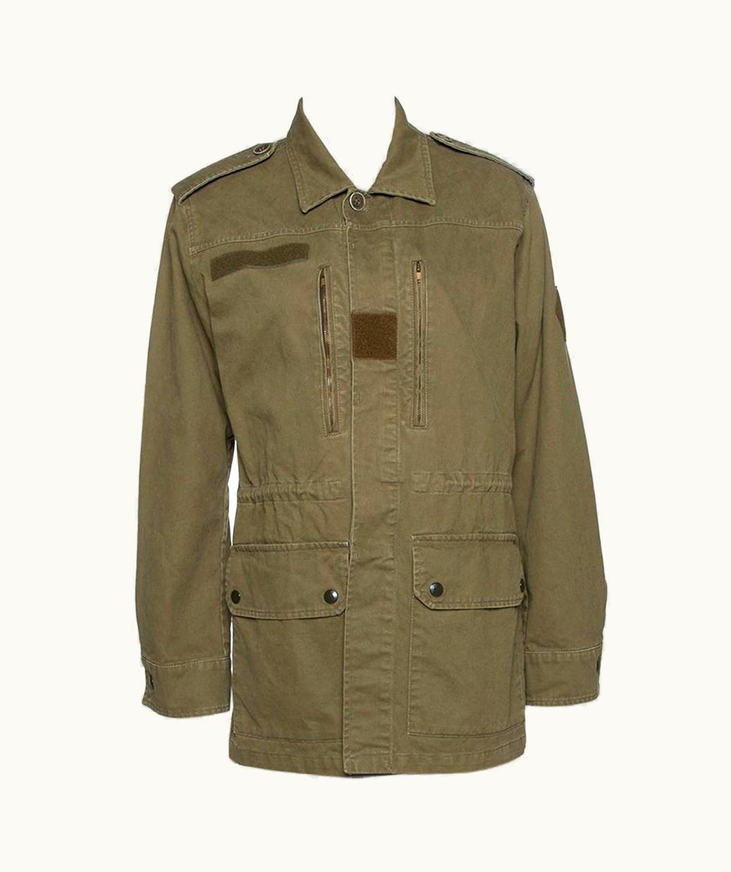 Saint Laurent Saint Laurent Paris Green Cotton & Linen Military Jacket