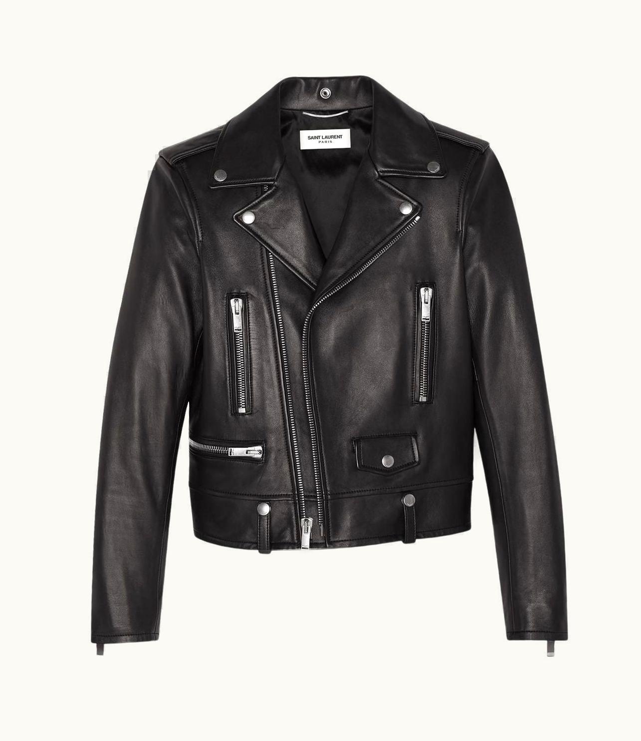 Saint Laurent Saint Laurent Mens Classic Black Leather Motorcycle Biker Jacket Size UZ0583715