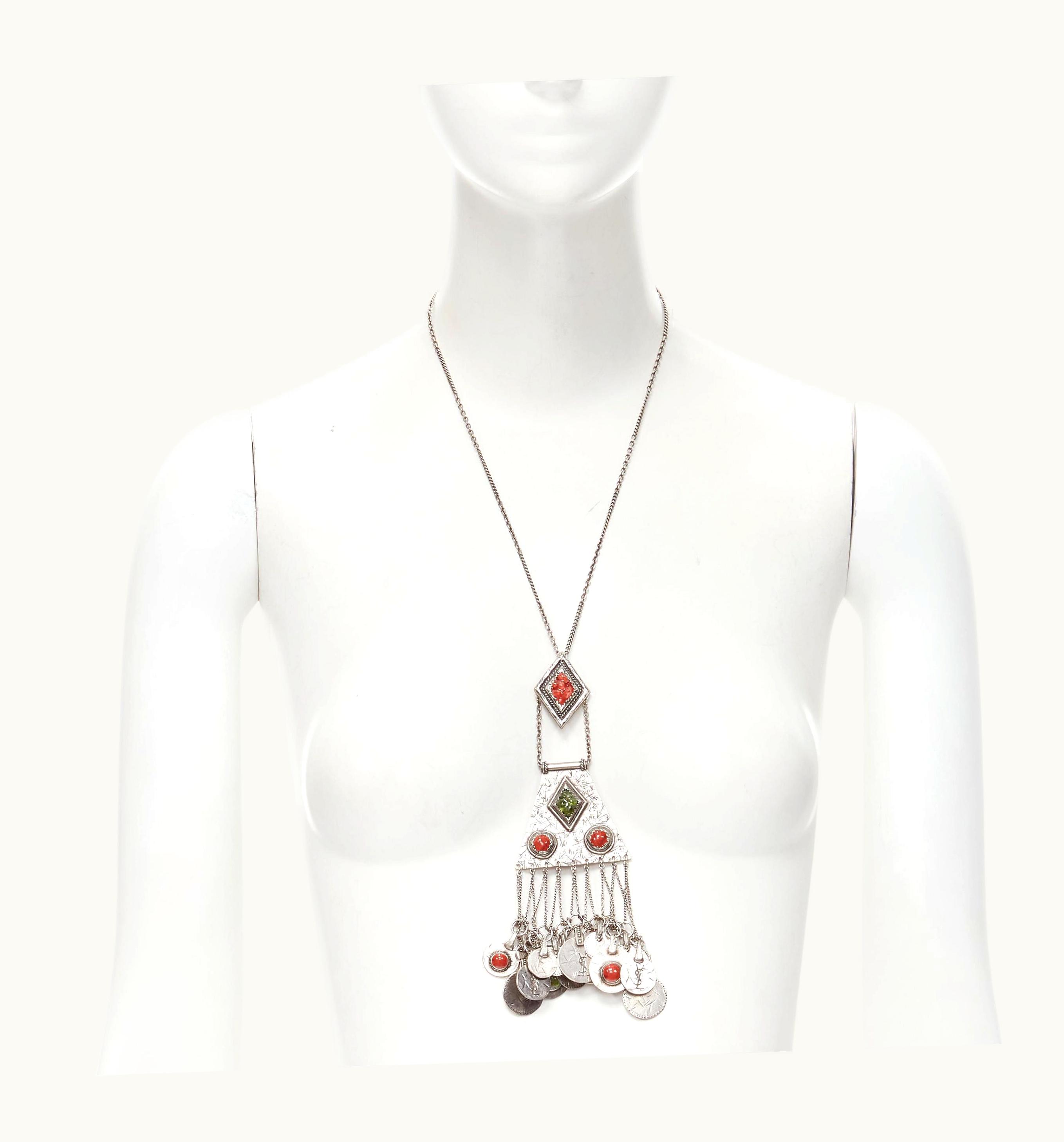 Saint Laurent Saint Laurent Hedi Slimane Marrakech Antique Silver Coin Medallion Necklace