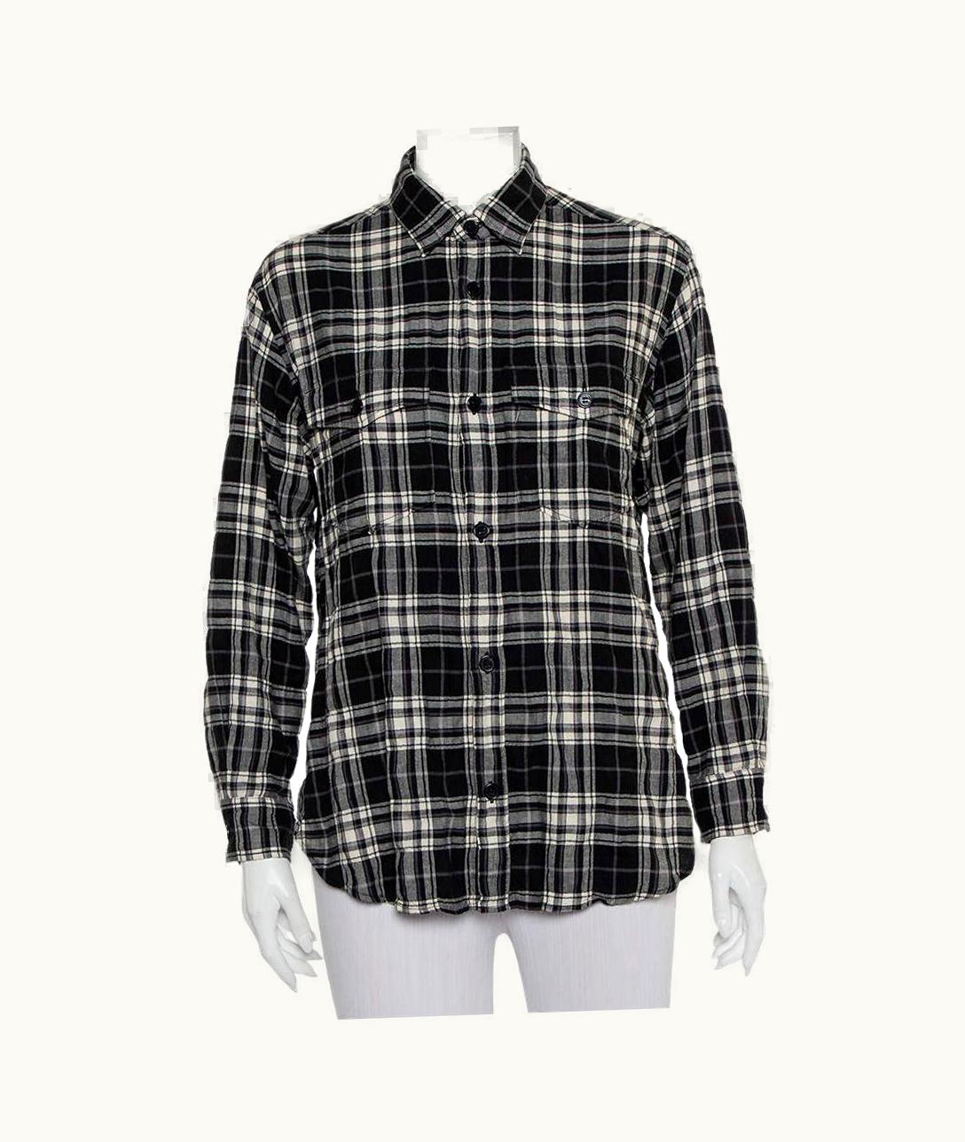 Saint Laurent Saint Laurent Paris Black Plaided Flannel Button Front Shirt