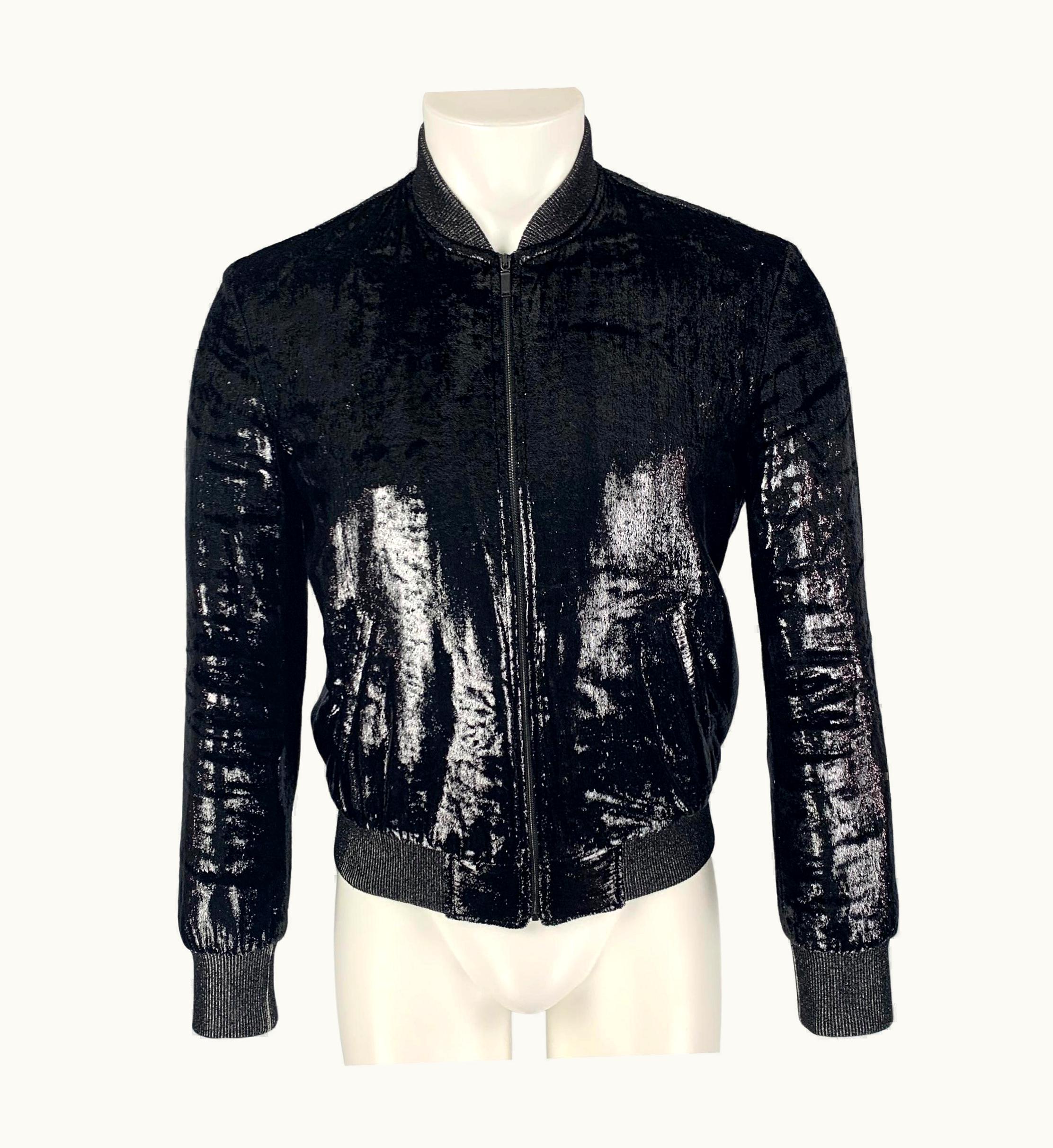 Saint Laurent Saint Laurent 2017 Black Metallic Polyamide Silk Bomber Jacket
