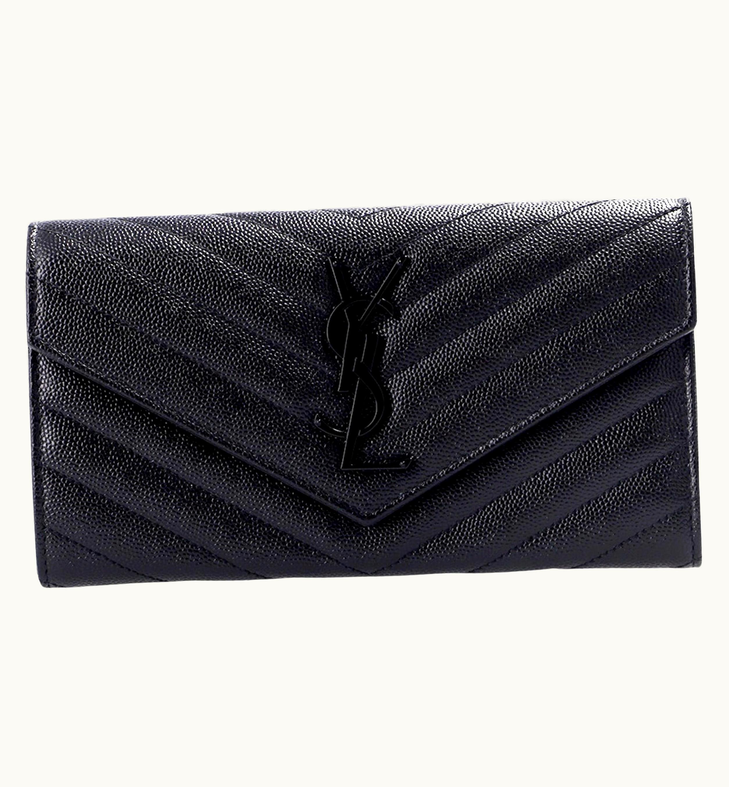 Saint Laurent Saint Laurent Black Cassandre Matelassé Large Flap Quilted Leather Clutch Ba