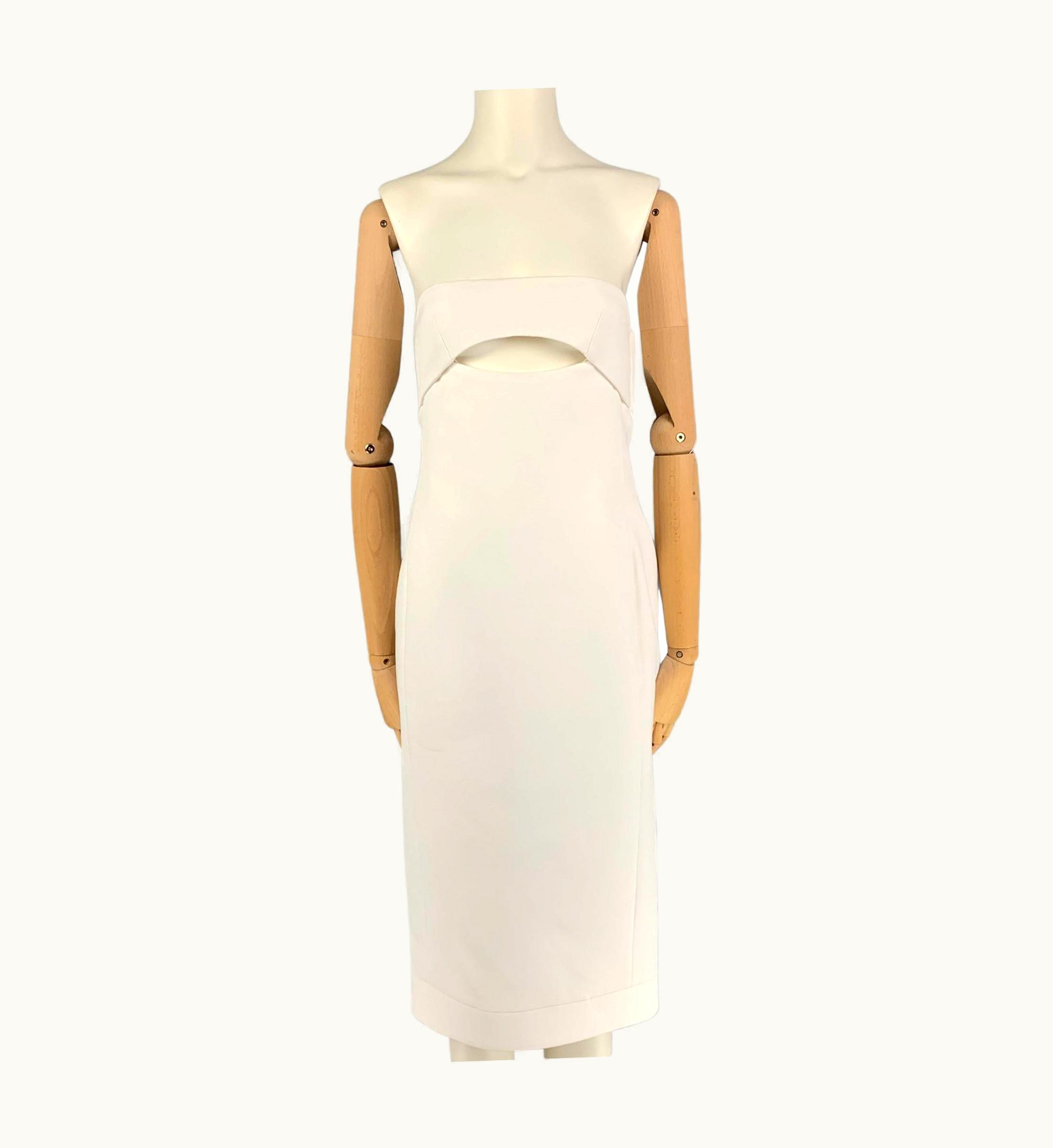 Saint Laurent Saint Laurent White Viscose Strapless Cut-Out Cocktail Dress