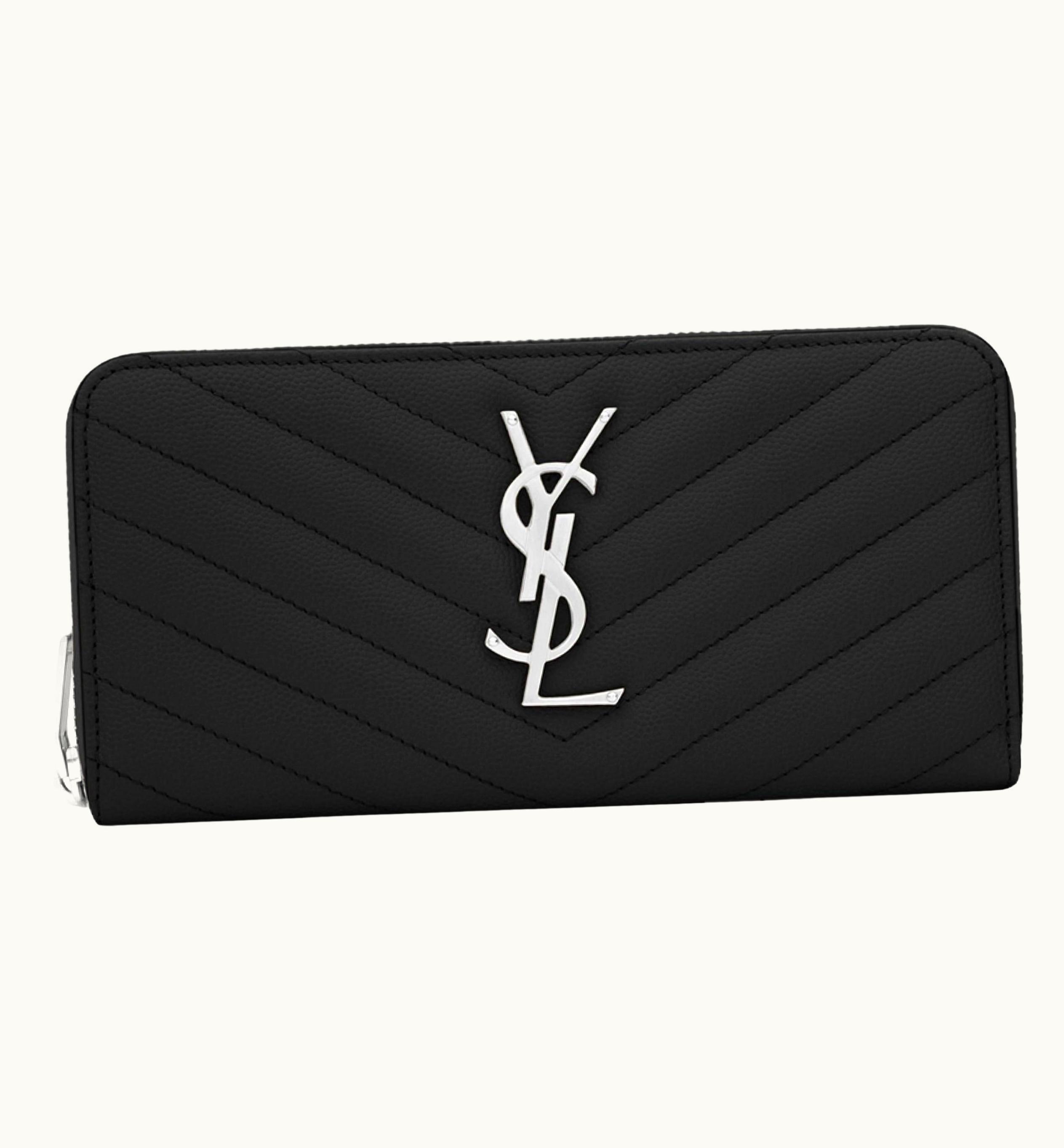 Saint Laurent Saint Laurent Black Cassandre Matelassé Zip Around Quilted Leather Clutch Ba
